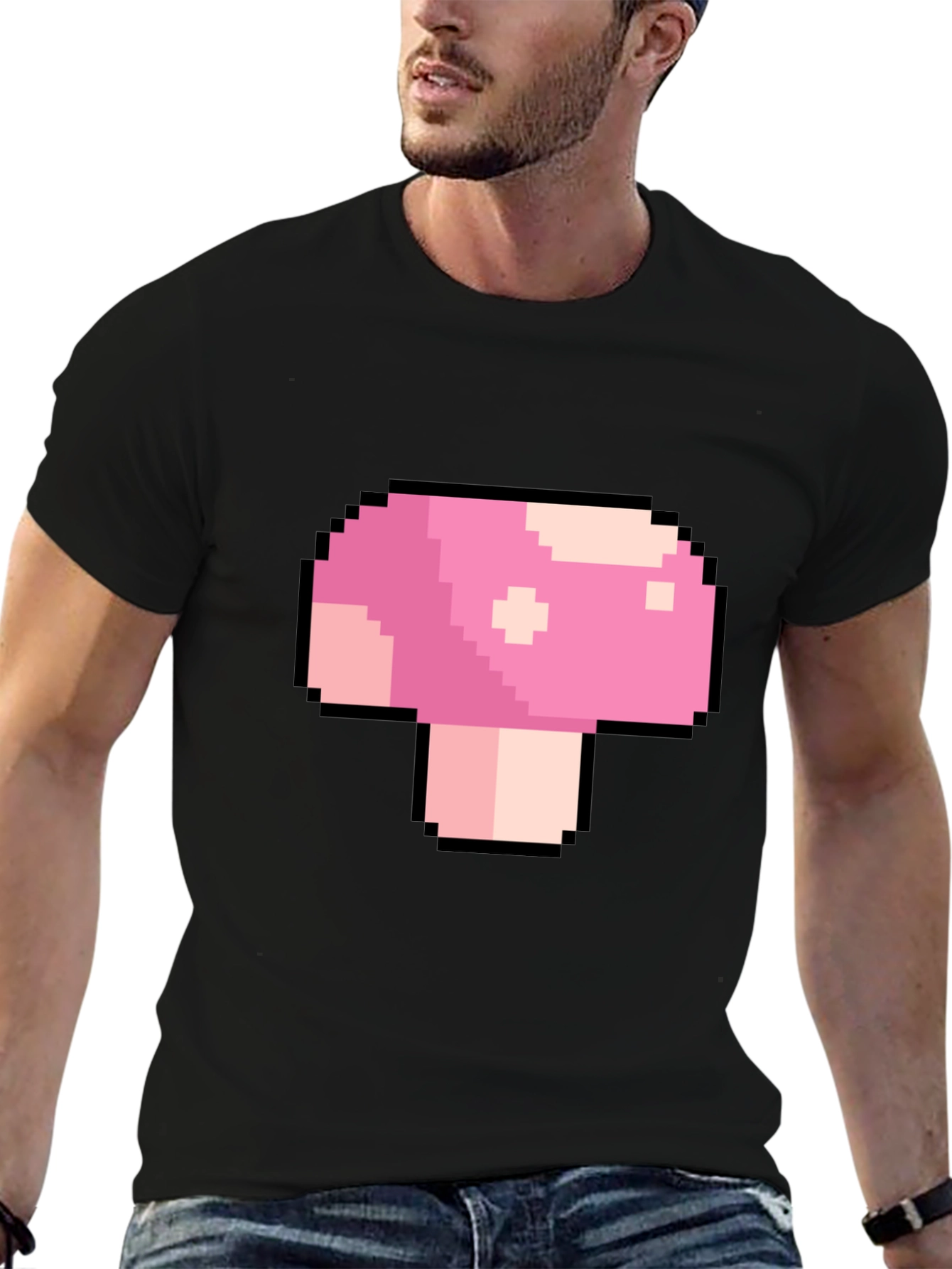 Pixel Mushroom Graphic T-Shirt - Retro Gaming Tee