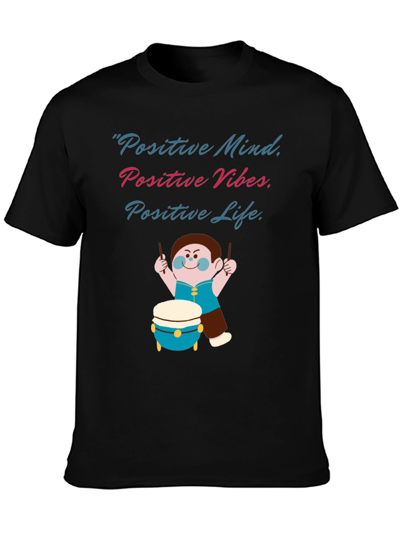 Positive Vibes Graphic Tee - Black Crew Neck T-Shirt