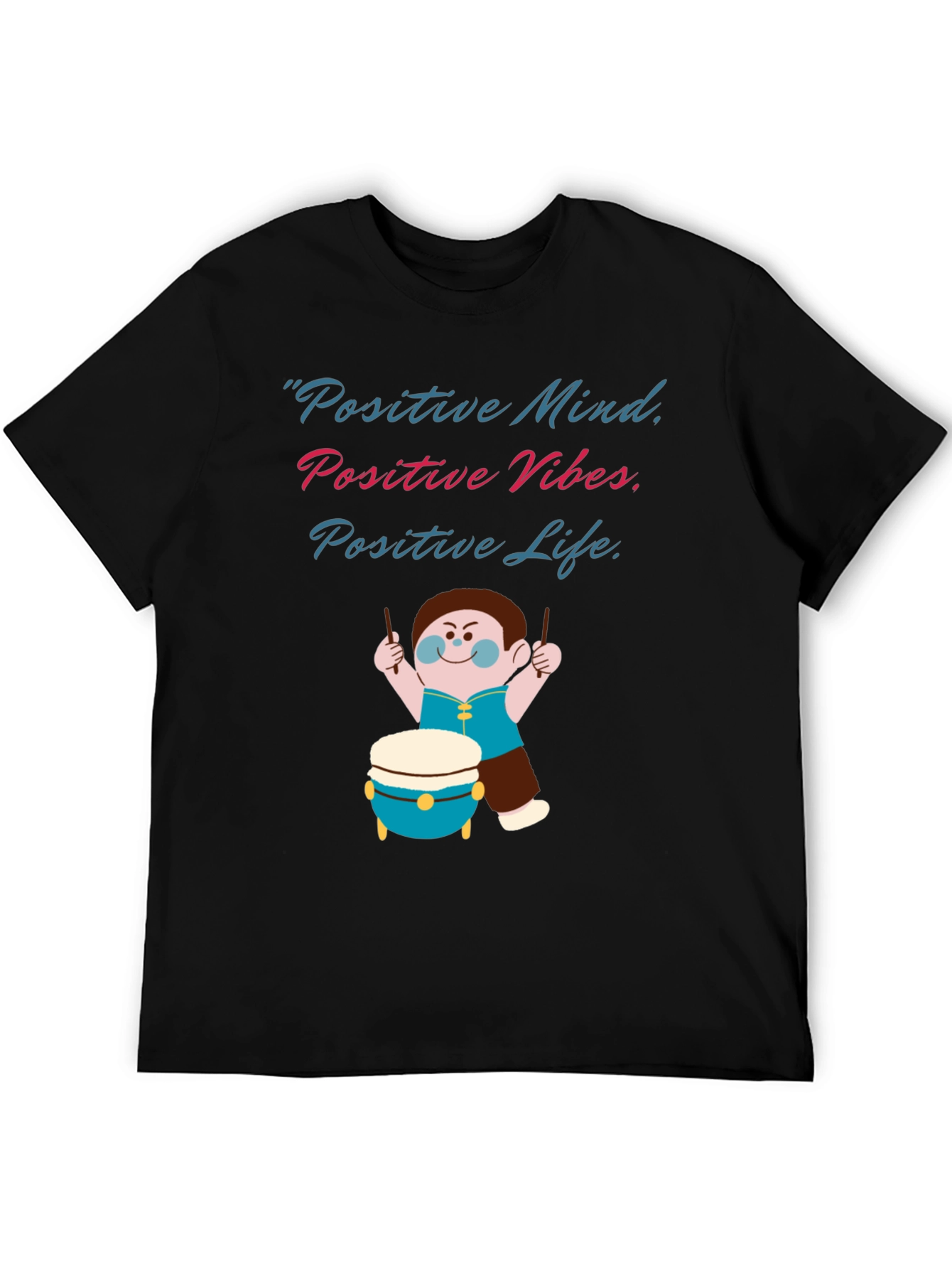 Positive Vibes Graphic Tee - Black Crew Neck T-Shirt