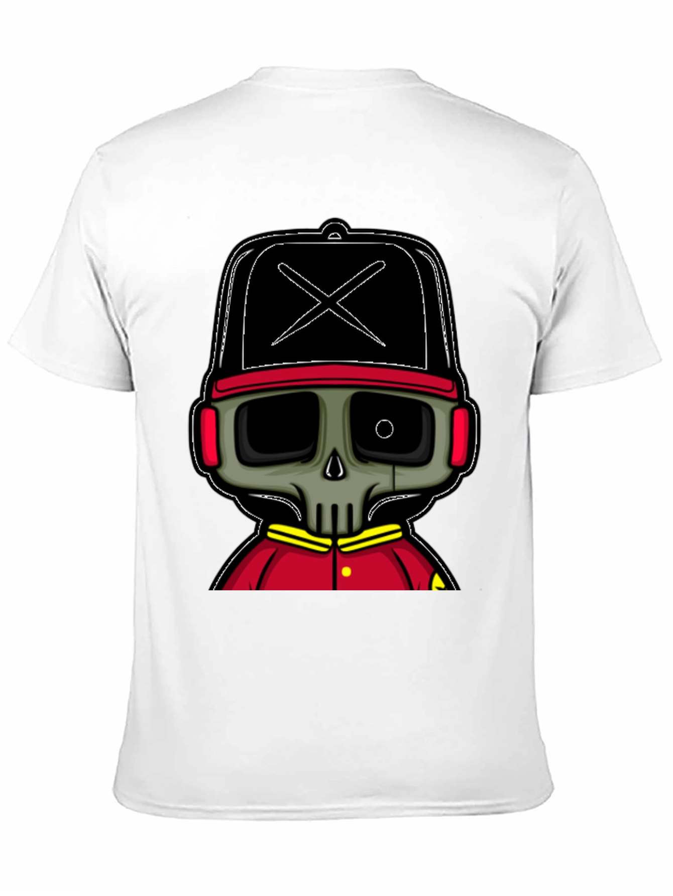 Cartoon Skull Graphic Tee - Black