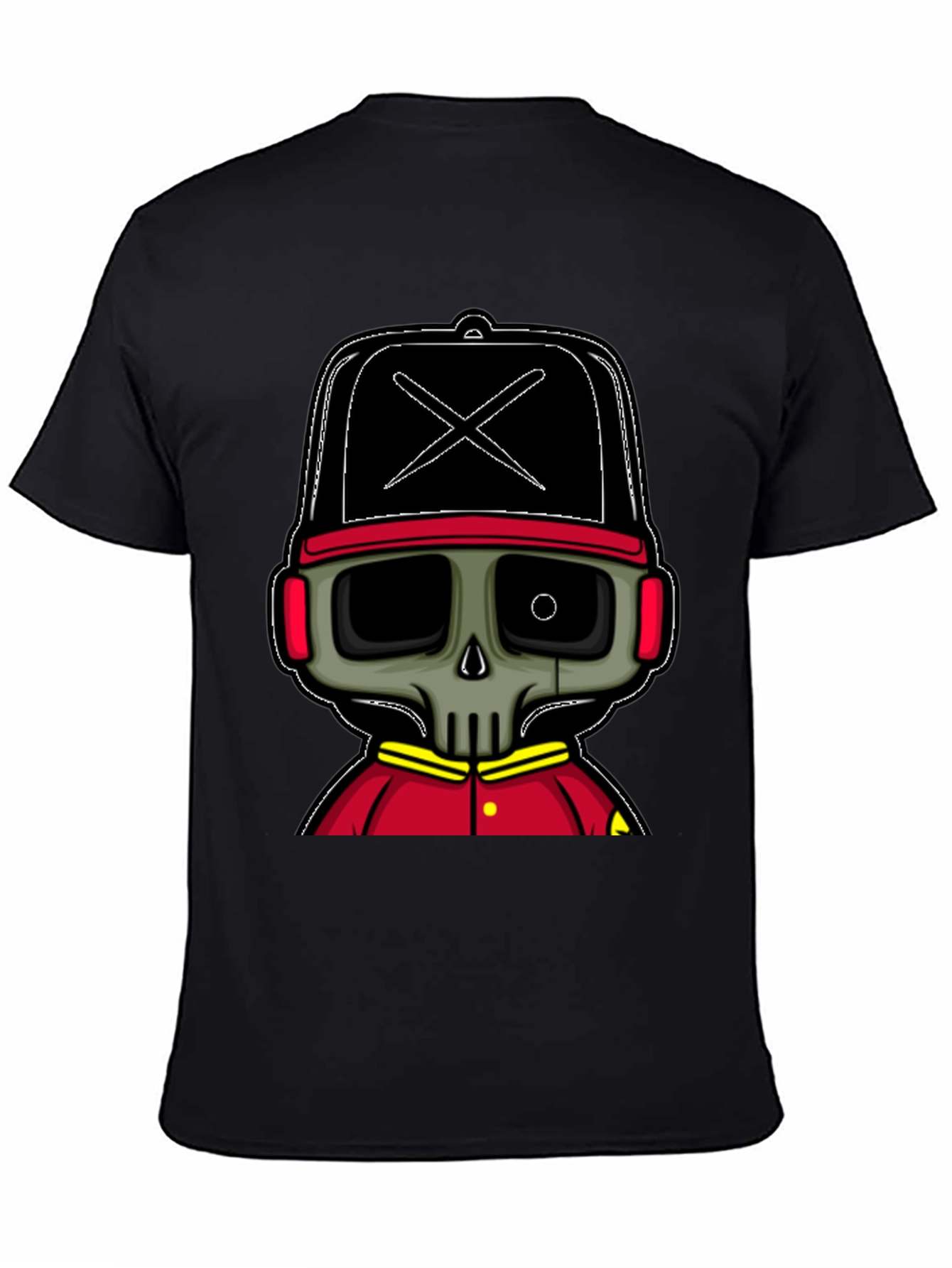 Cartoon Skull Graphic Tee - Black