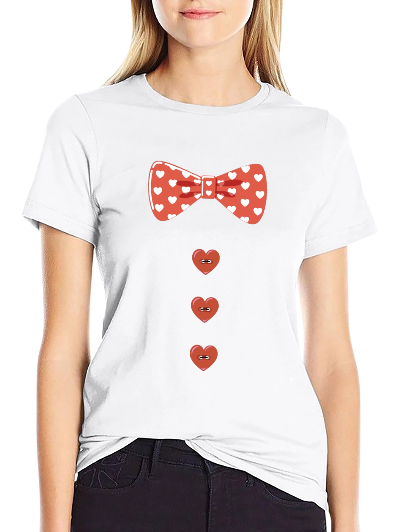 Heart Bowtie T-Shirt - Fun & Festive Tee