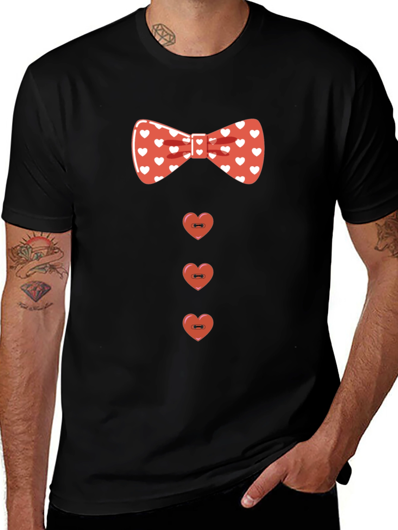 Heart Bowtie T-Shirt - Fun & Festive Tee