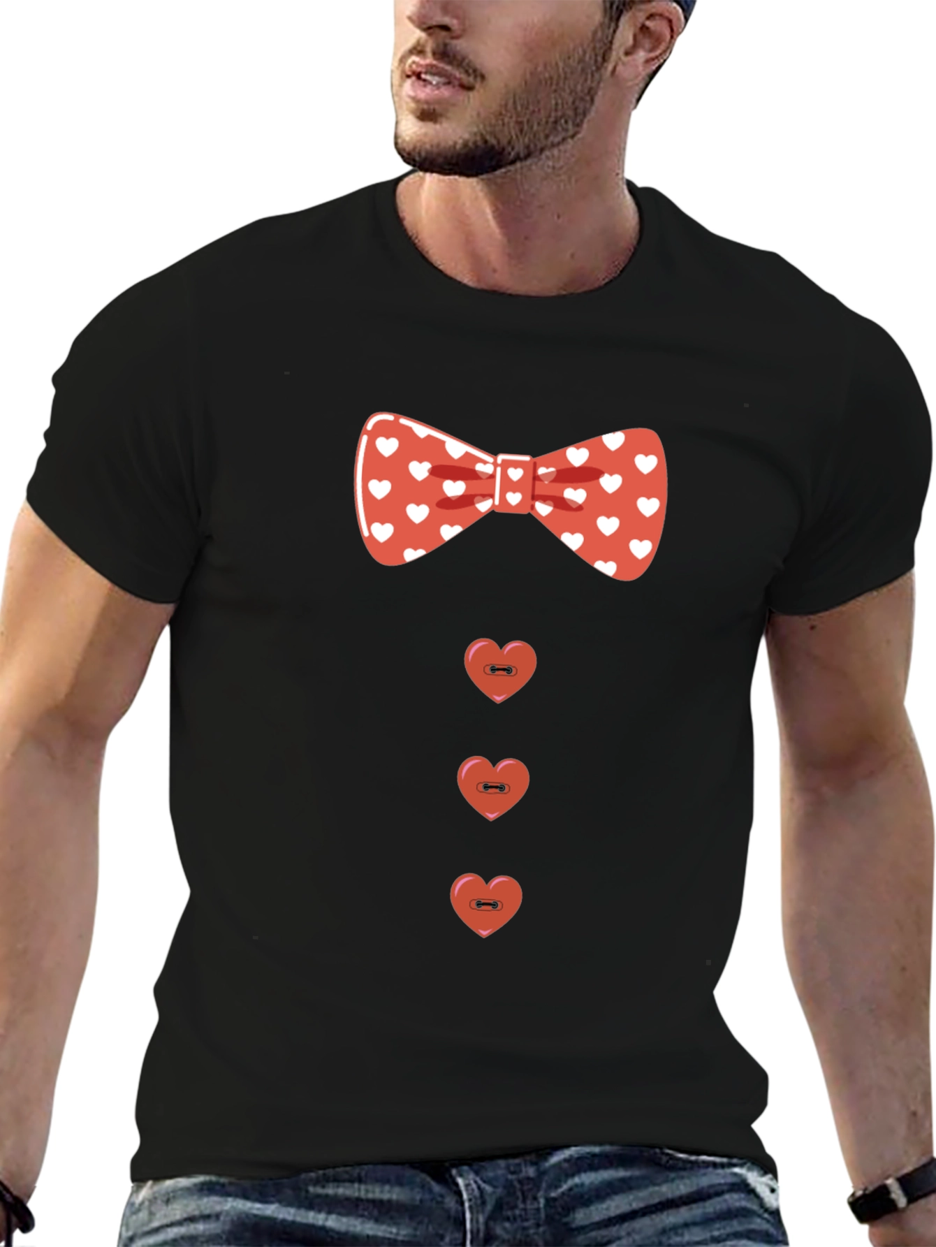 Heart Bowtie T-Shirt - Fun & Festive Tee