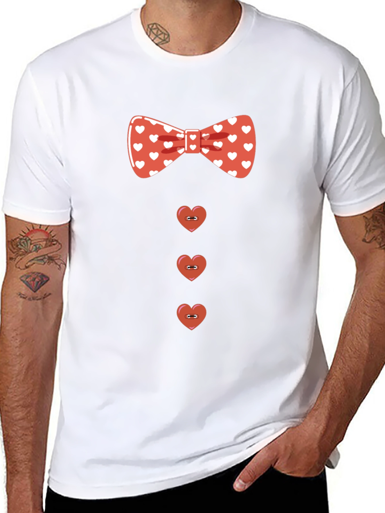 Heart Bowtie T-Shirt - Fun & Festive Tee