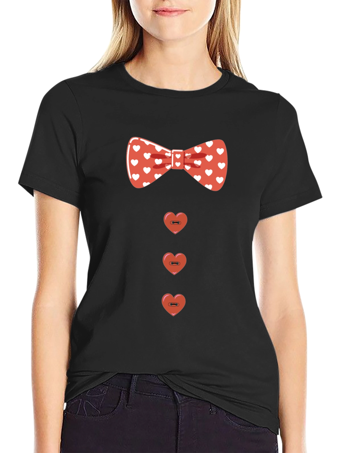 Heart Bowtie T-Shirt - Fun & Festive Tee