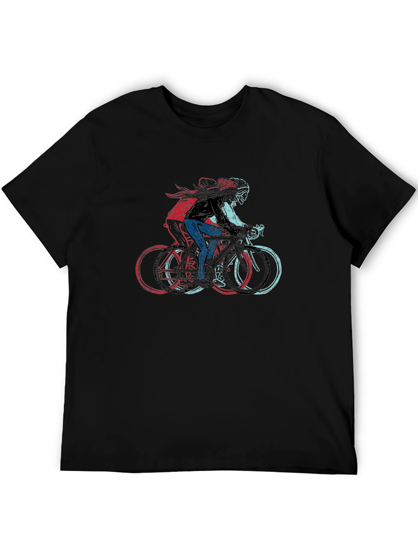 Cool Cyclist Graphic Print Black T-Shirt
