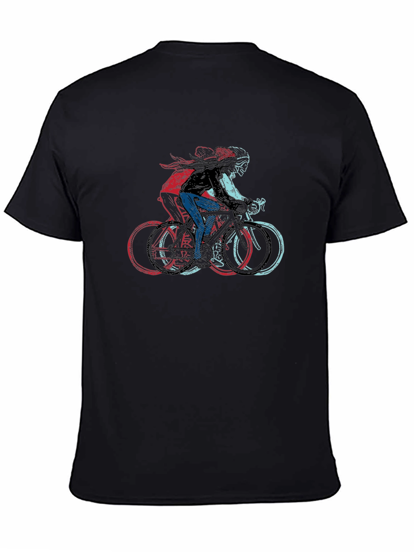 Cool Cyclist Graphic Print Black T-Shirt