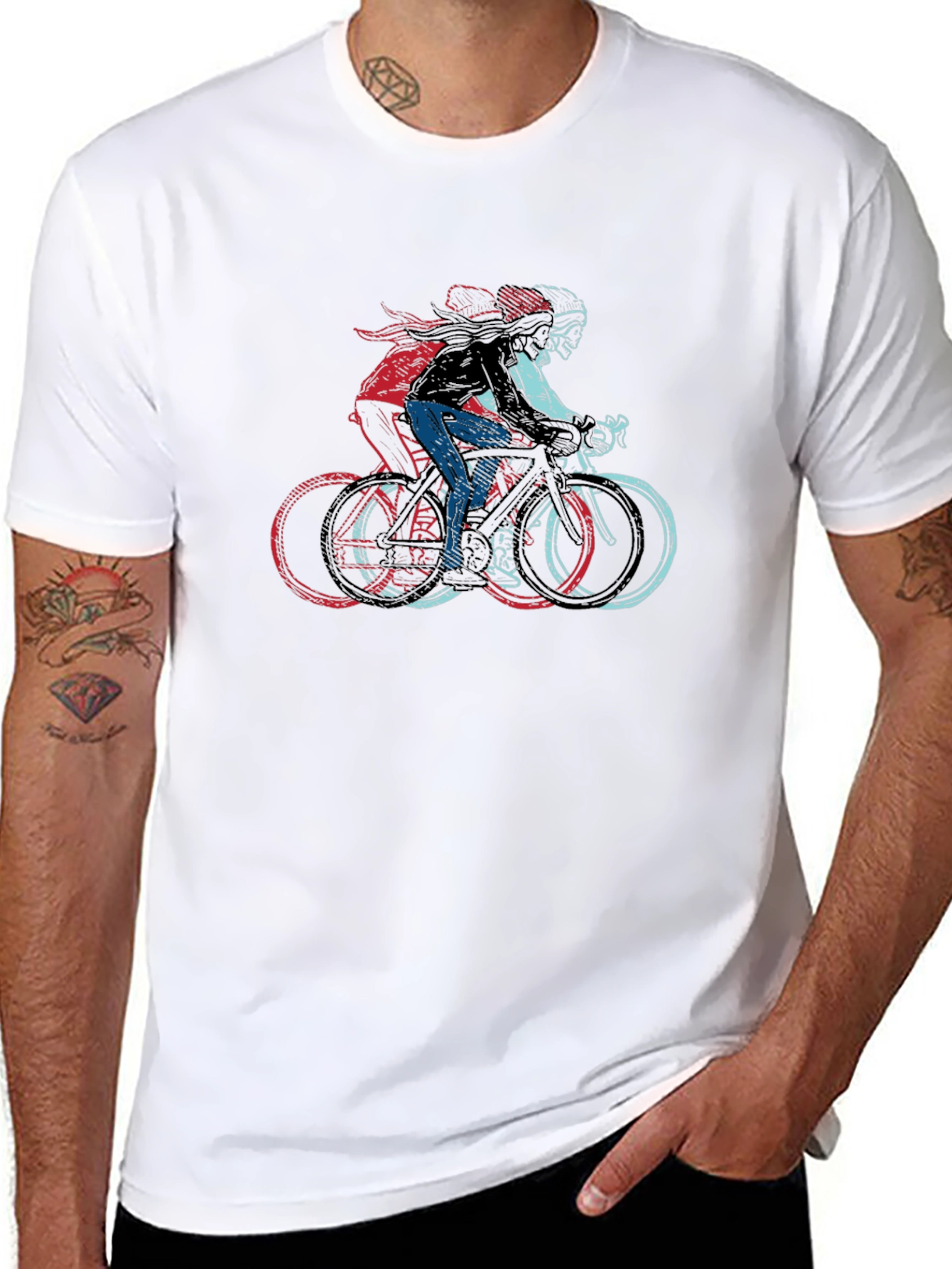 Cool Cyclist Graphic Print Black T-Shirt