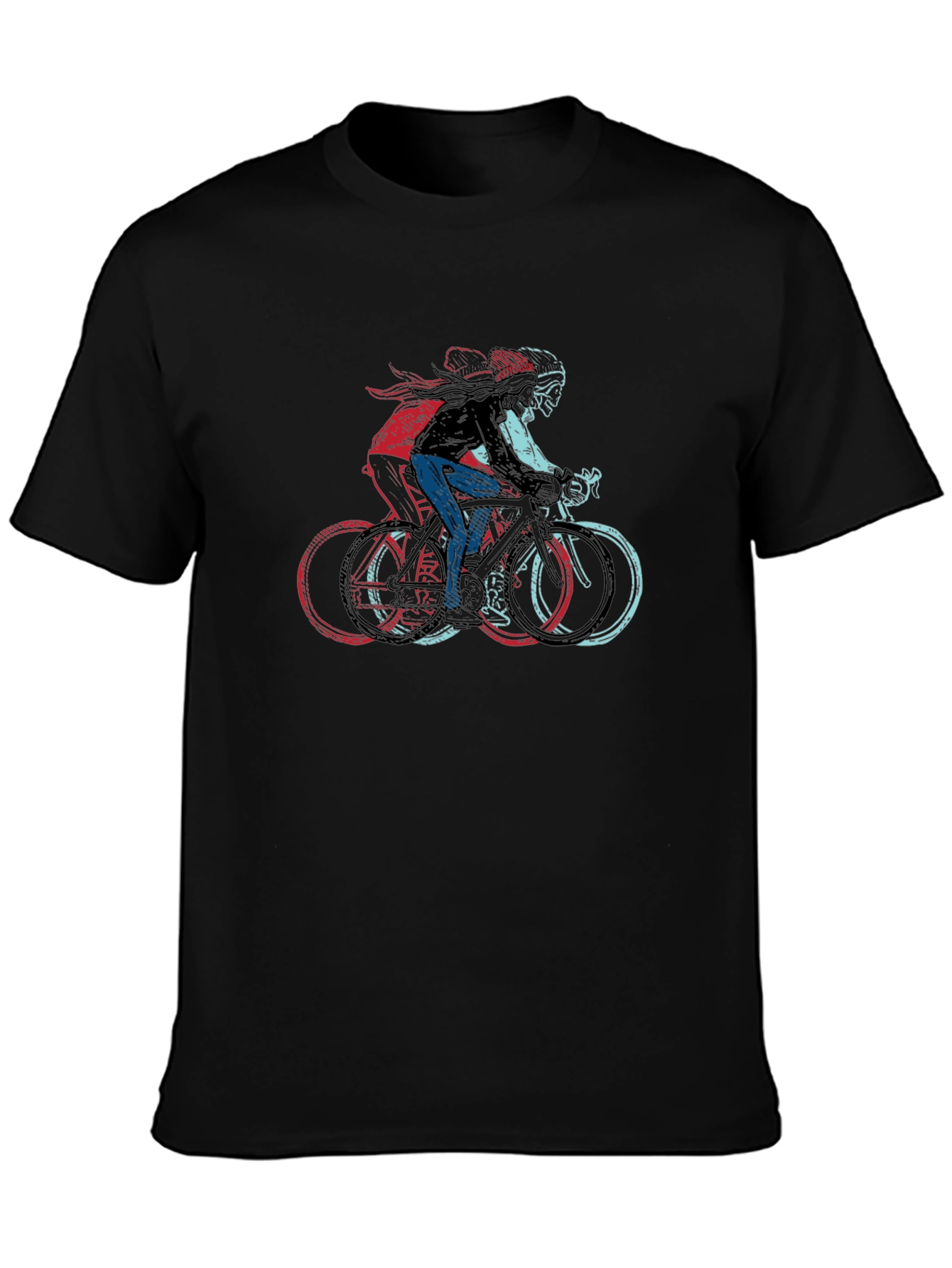 Cool Cyclist Graphic Print Black T-Shirt