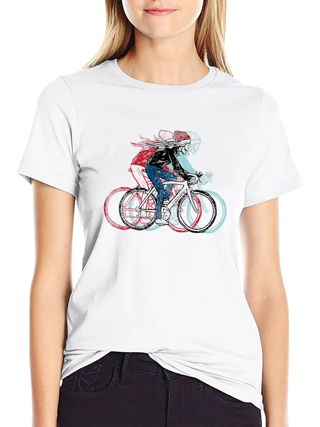 Cool Cyclist Graphic Print Black T-Shirt