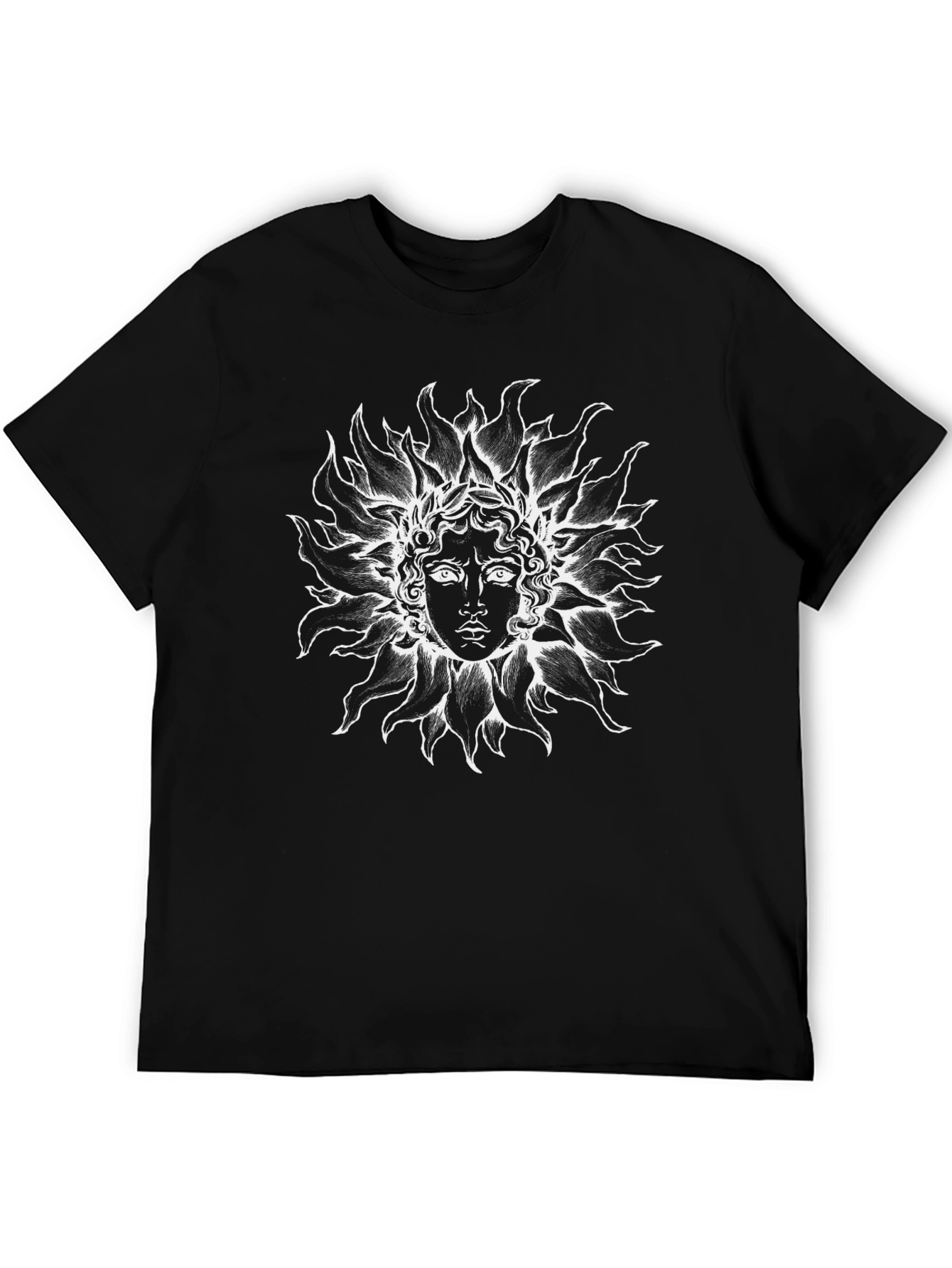 Sun God Graphic Tee - Stylish Black Cotton T-Shirt
