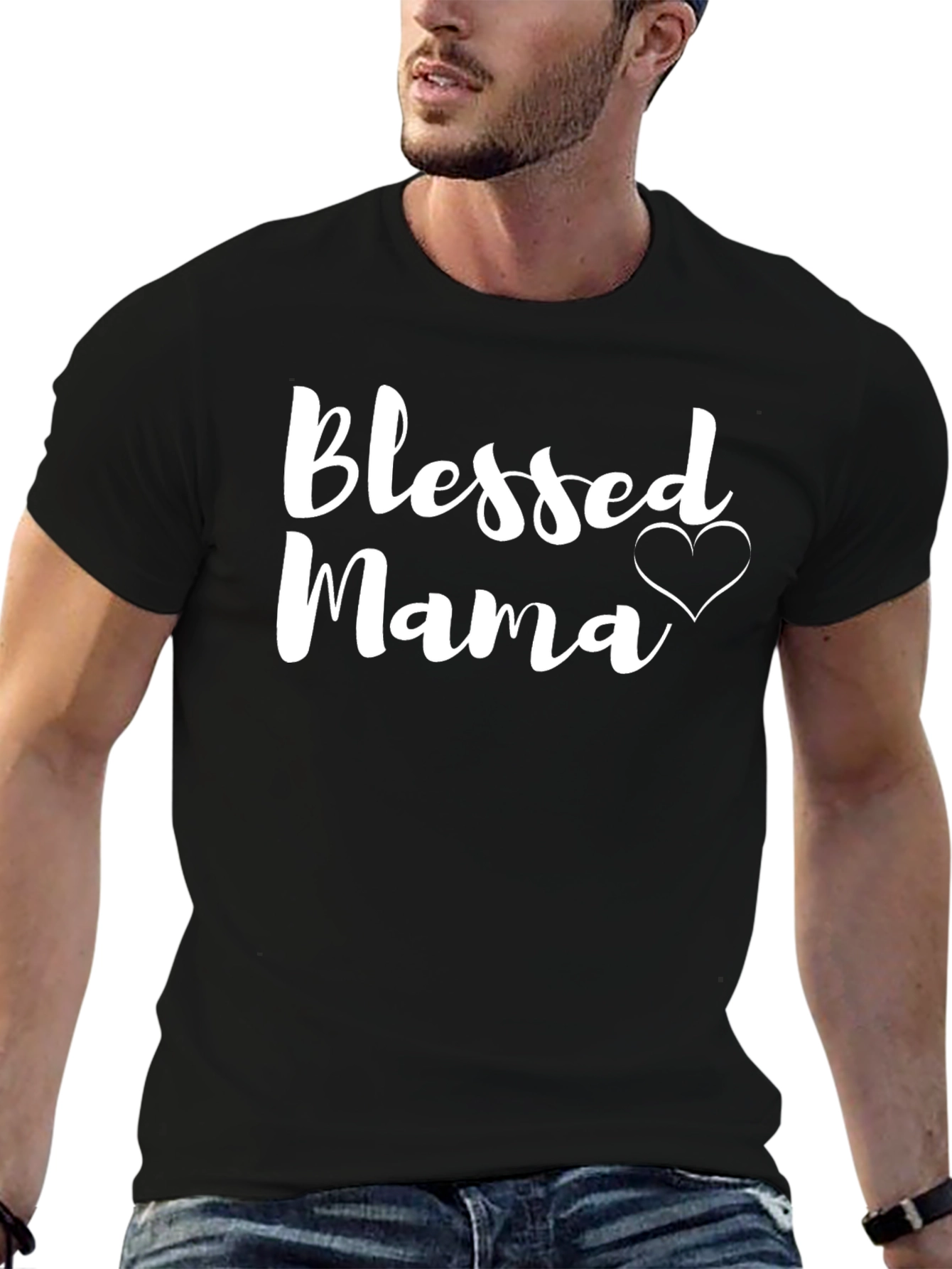 Blessed Mama Heart Graphic T-Shirt
