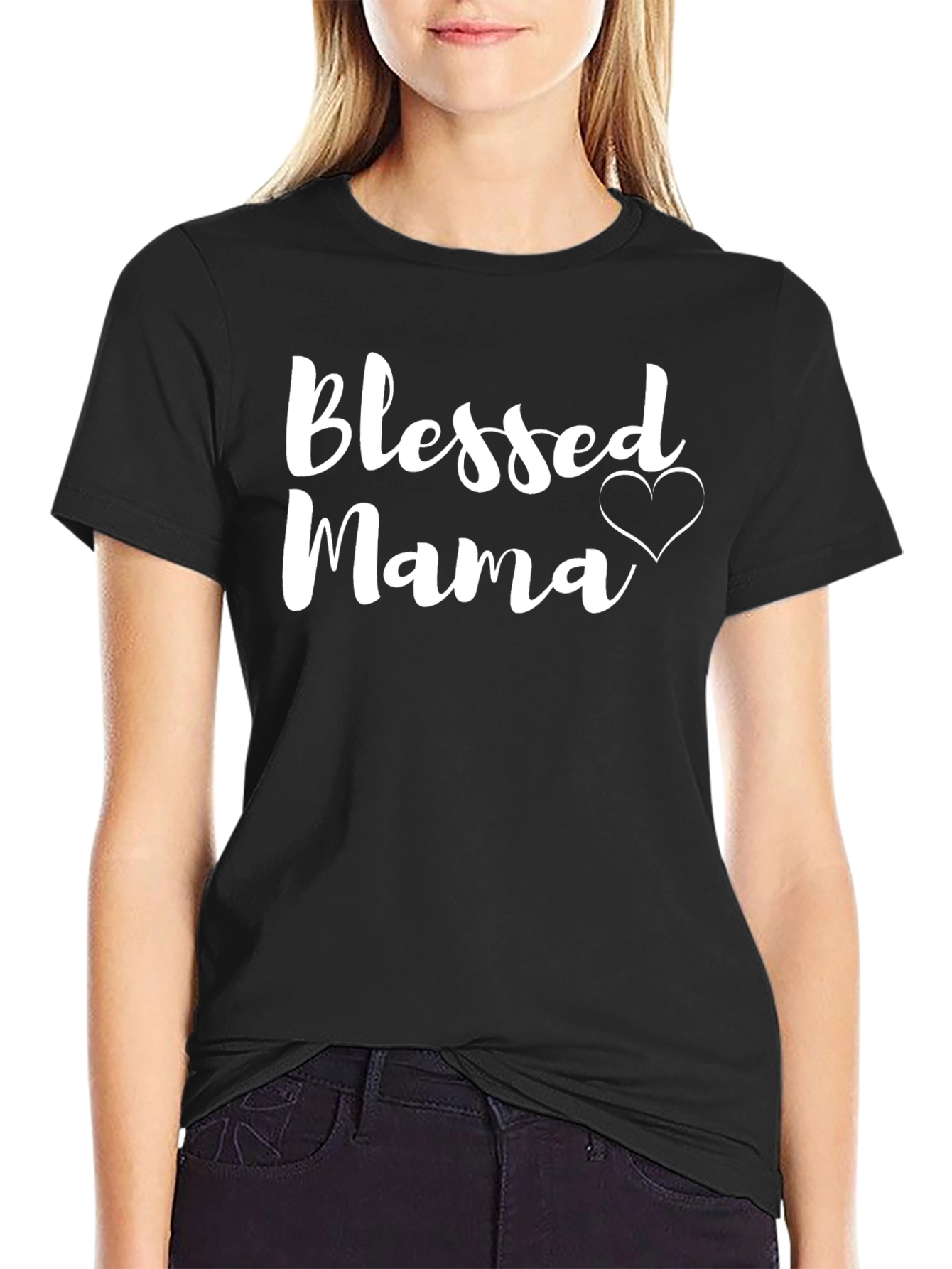 Blessed Mama Heart Graphic T-Shirt