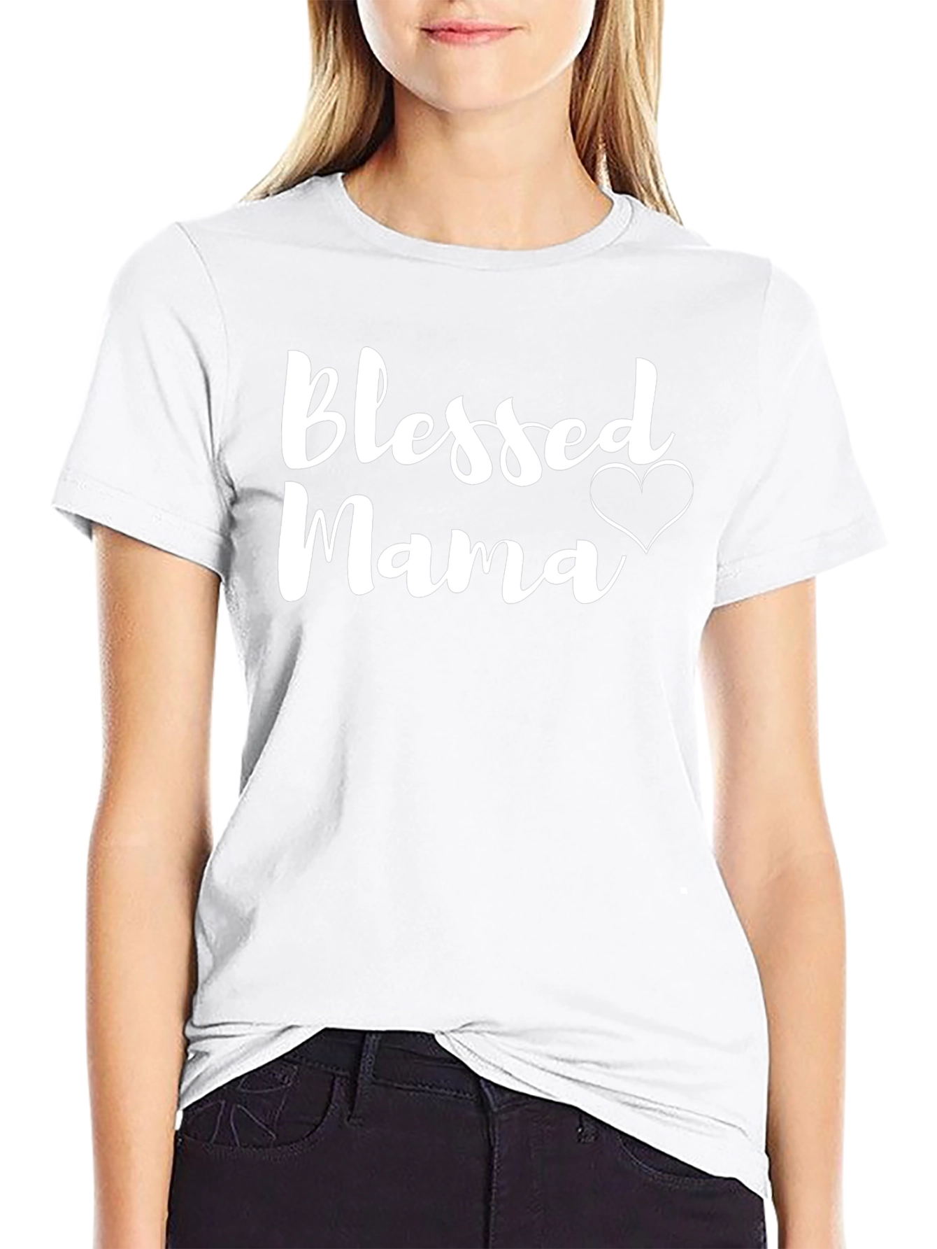 Blessed Mama Heart Graphic T-Shirt