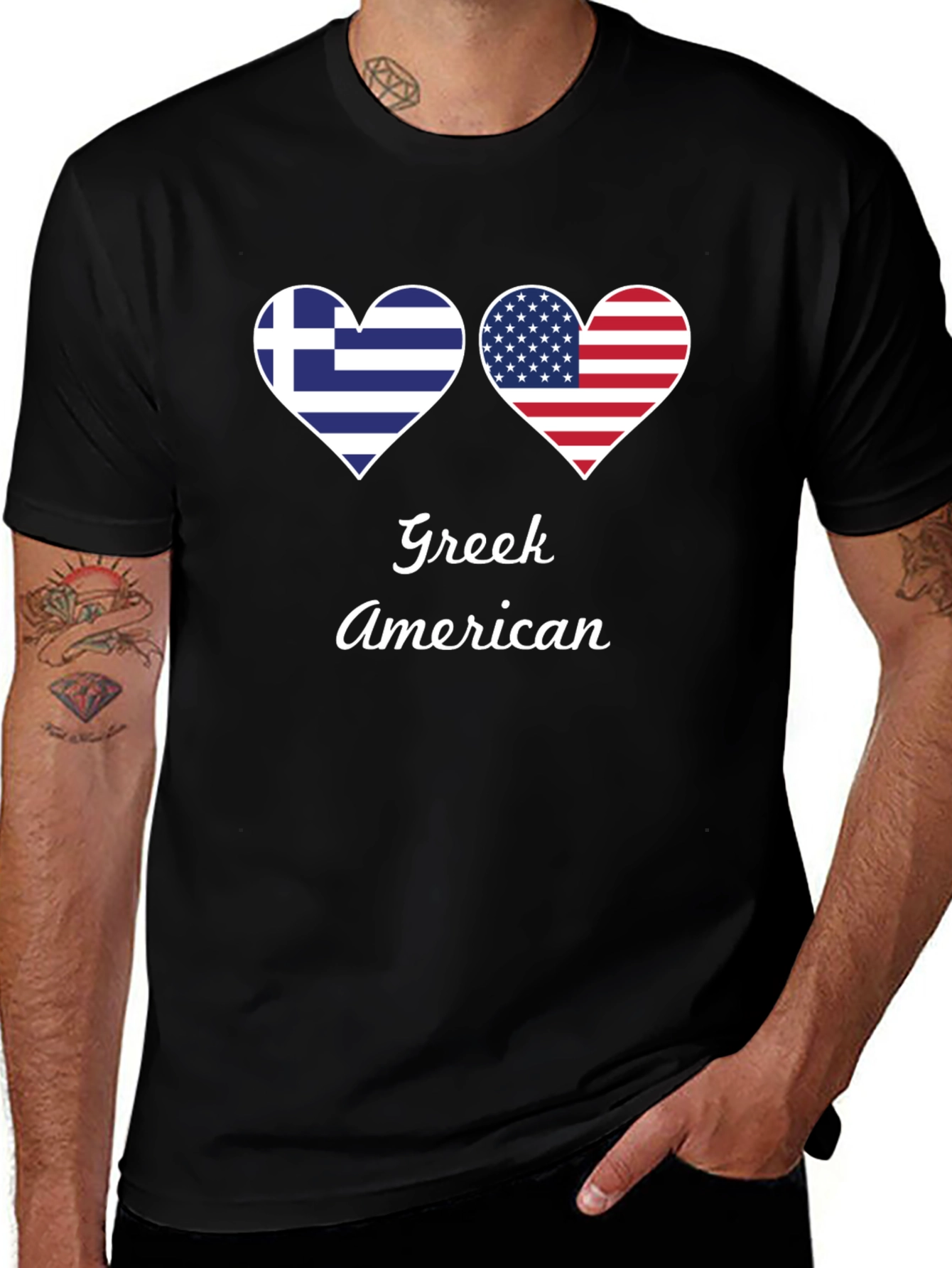 Greek American Flag Heart T-Shirt