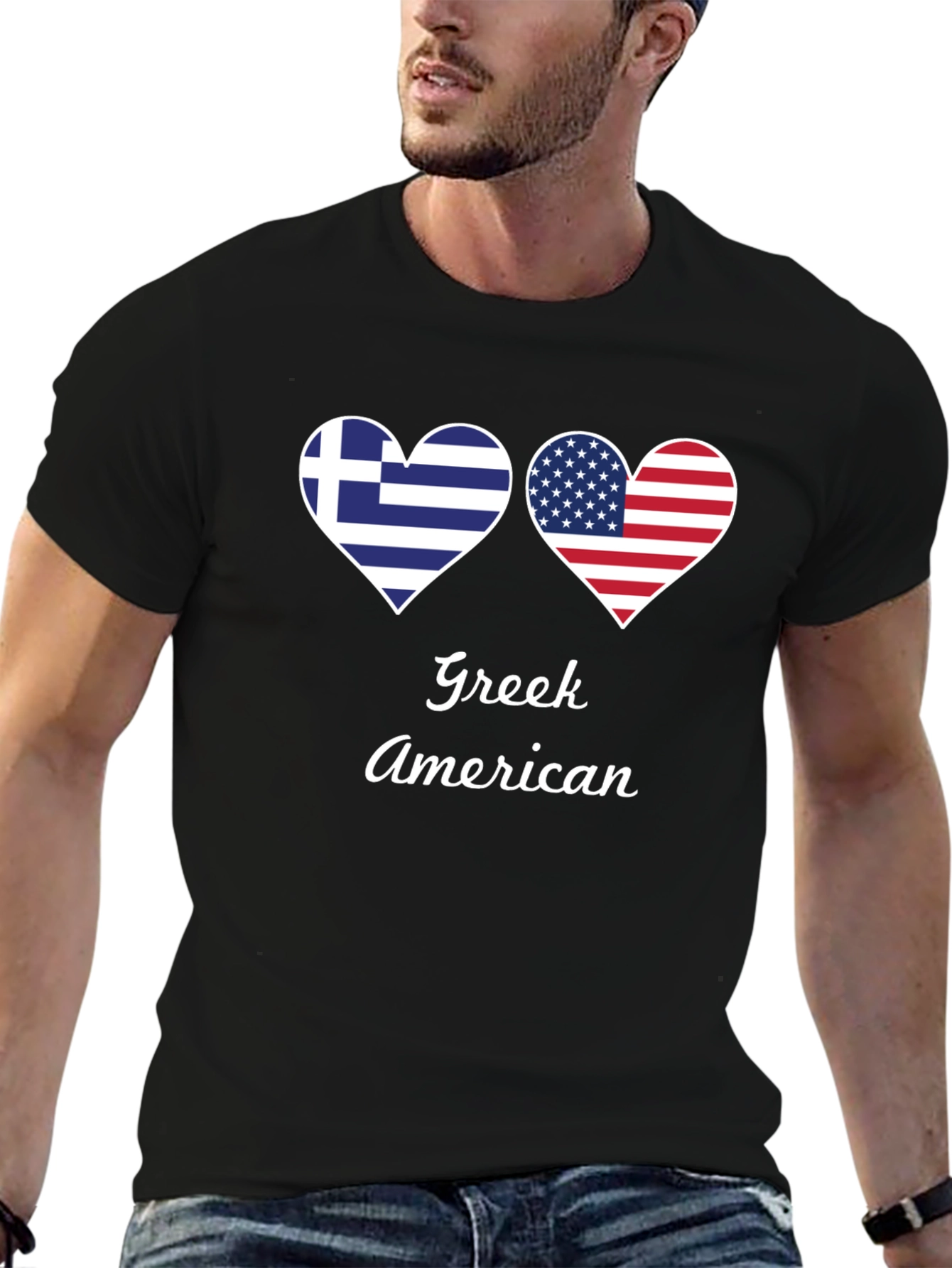 Greek American Flag Heart T-Shirt
