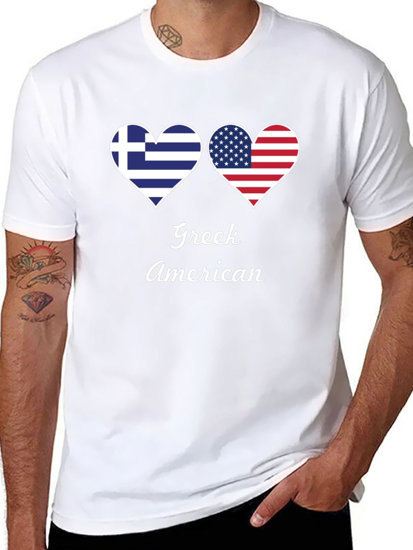 Greek American Flag Heart T-Shirt