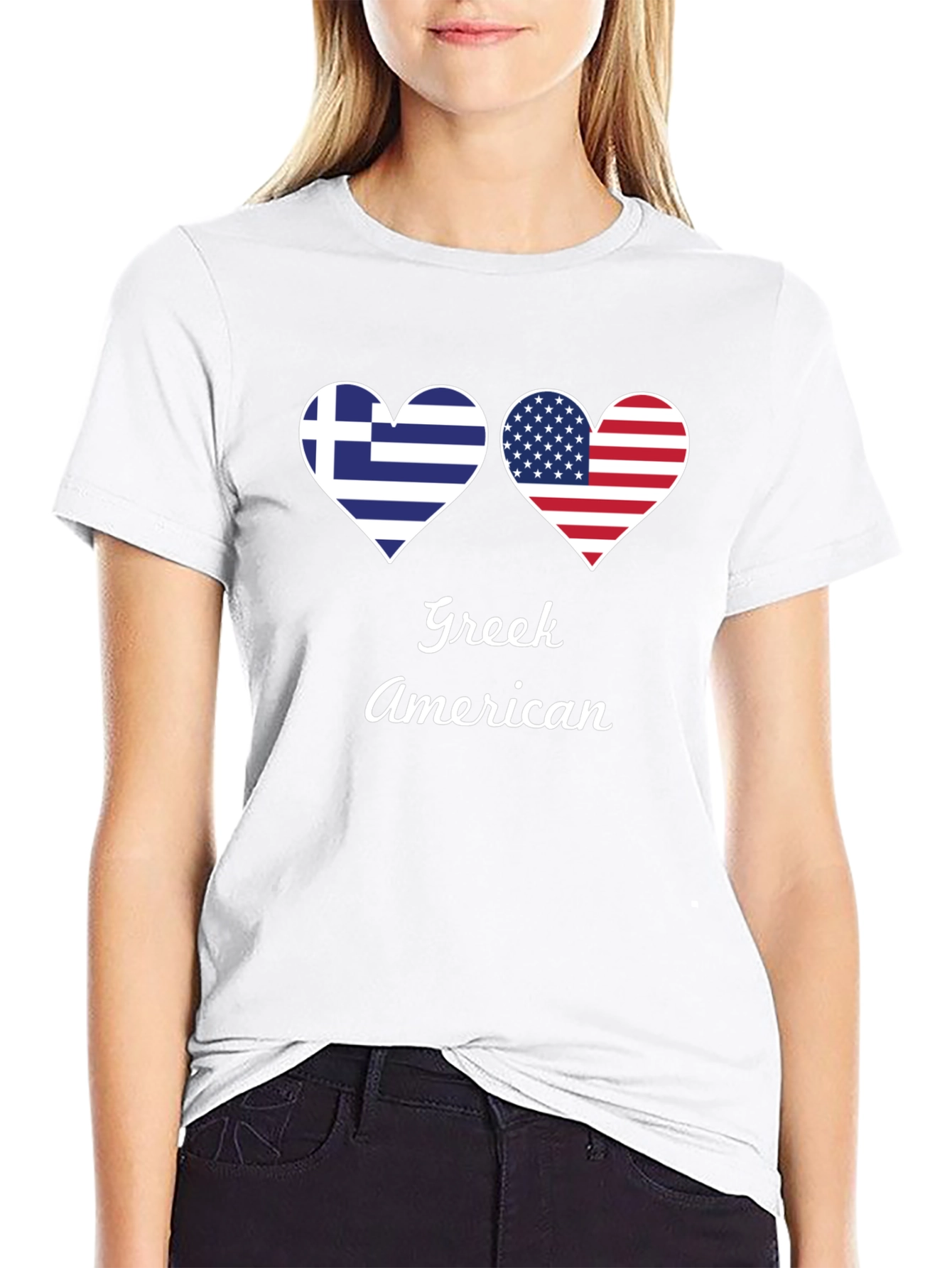 Greek American Flag Heart T-Shirt