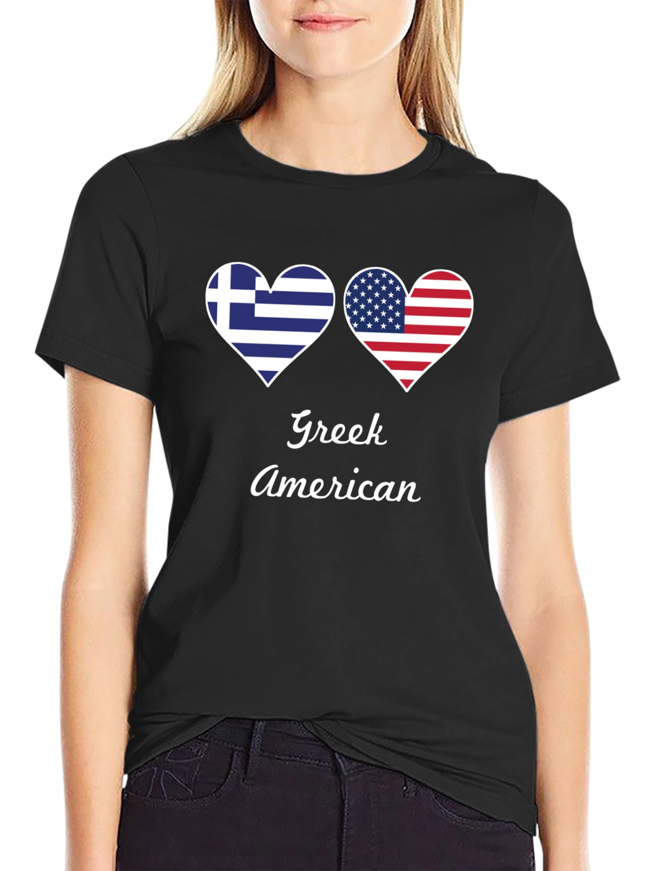 Greek American Flag Heart T-Shirt