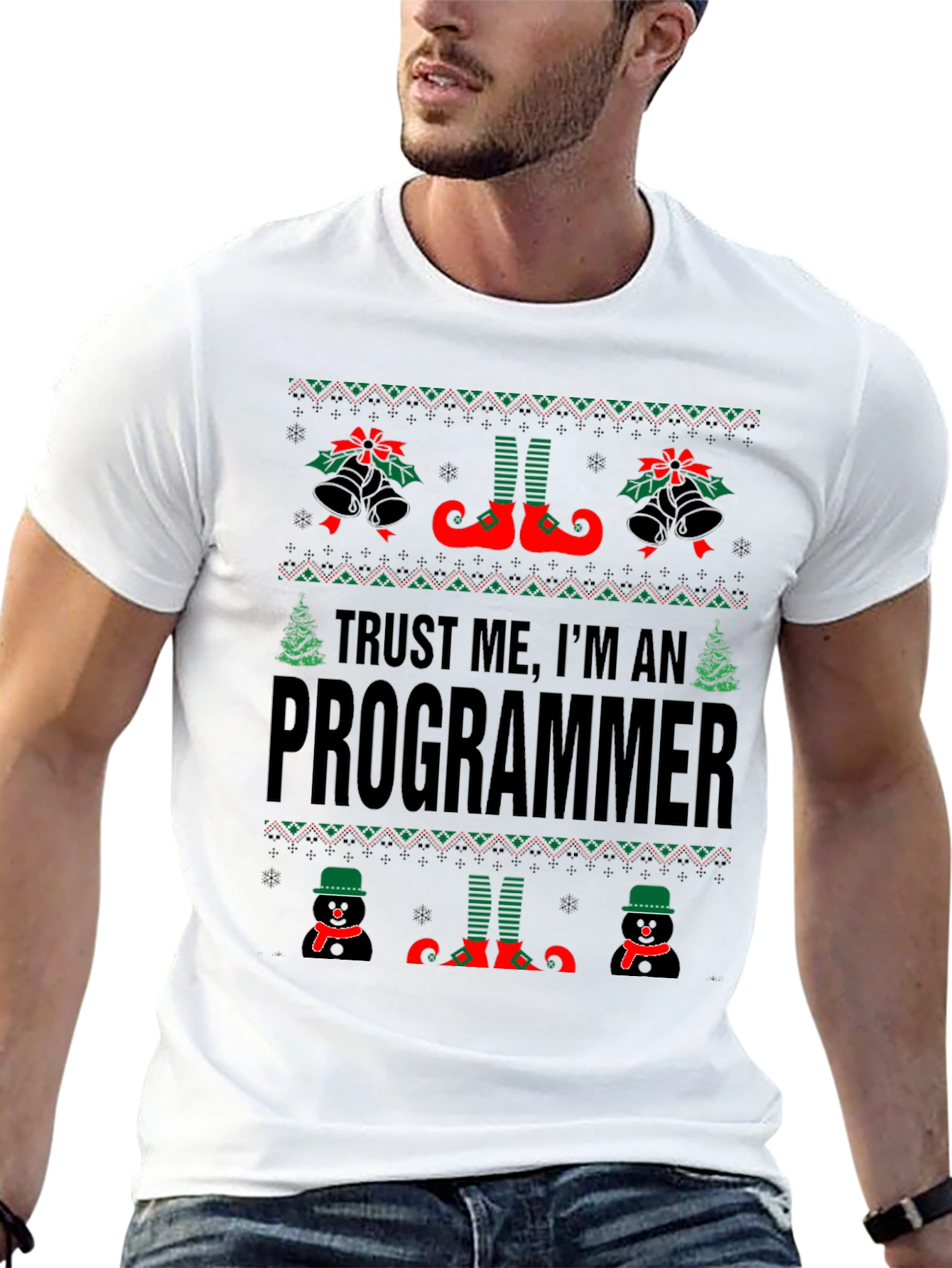 Funny Christmas Programmer Ugly Sweater Style T-Shirt