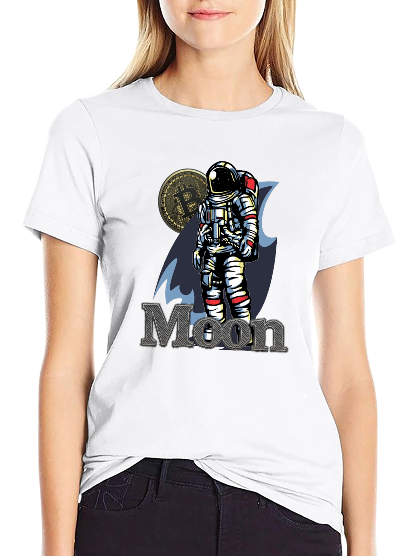 Bitcoin to the Moon Black T-Shirt