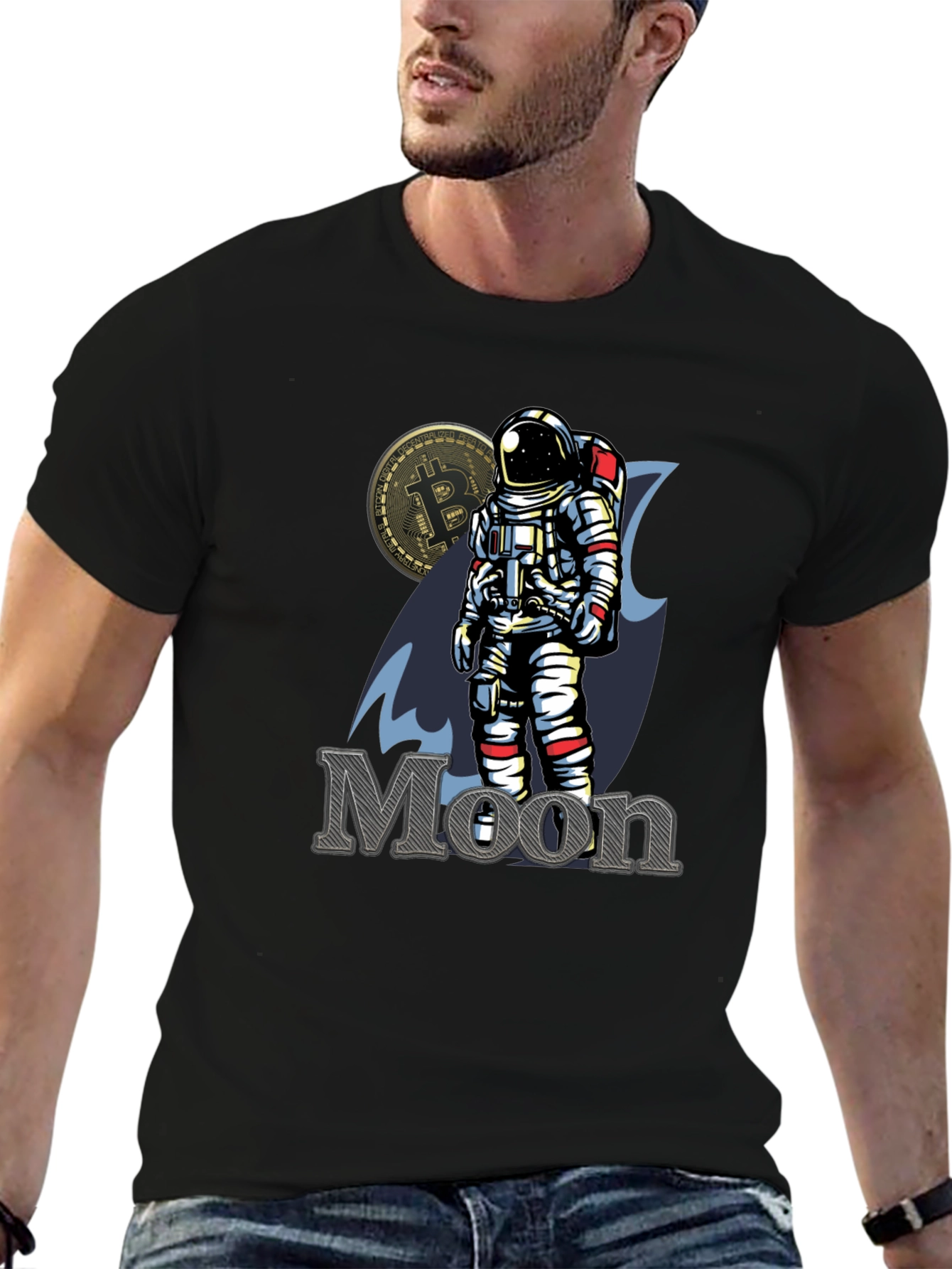Bitcoin to the Moon Black T-Shirt