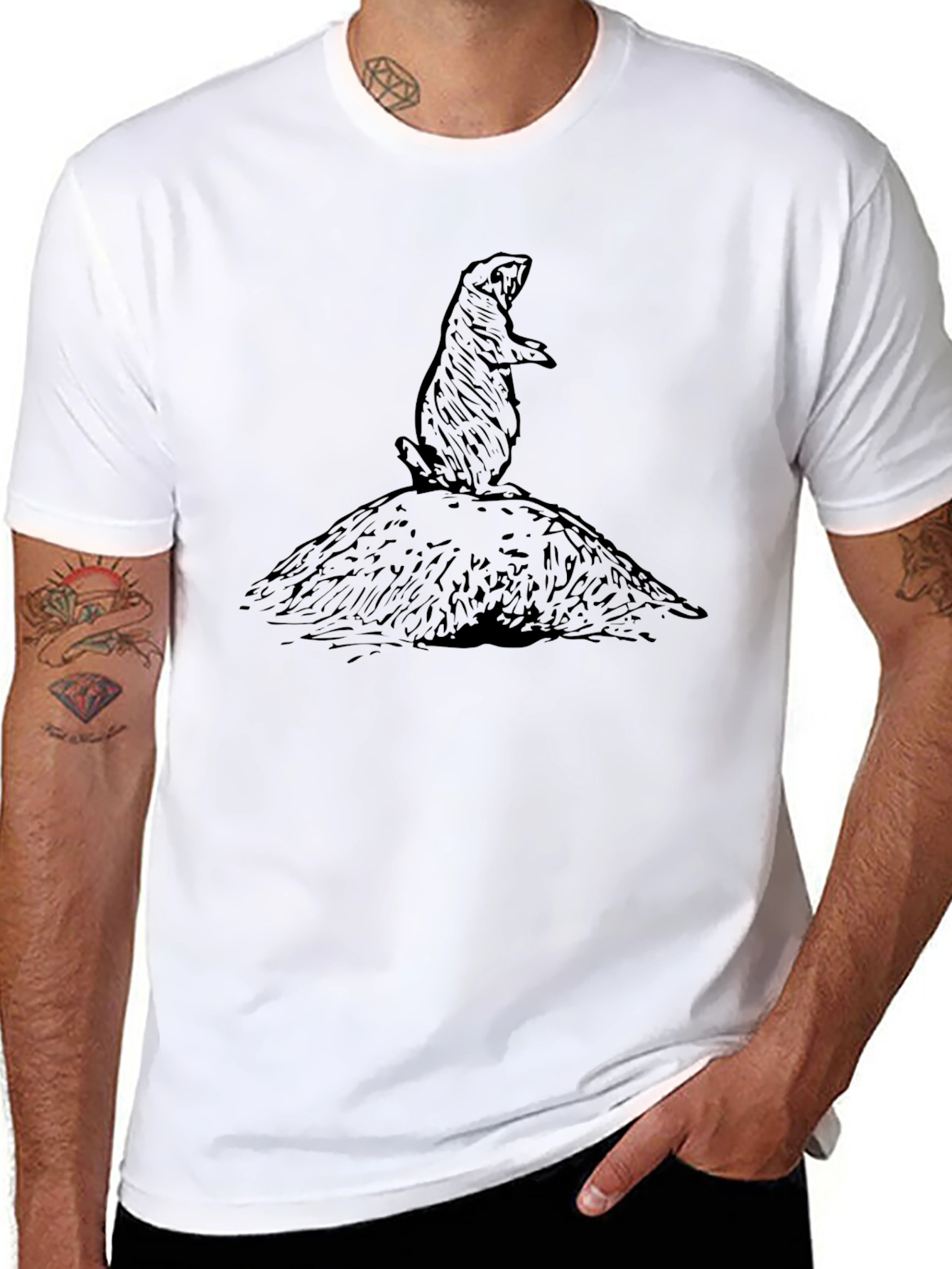 Groundhog Graphic Tee - Black Cotton T-Shirt