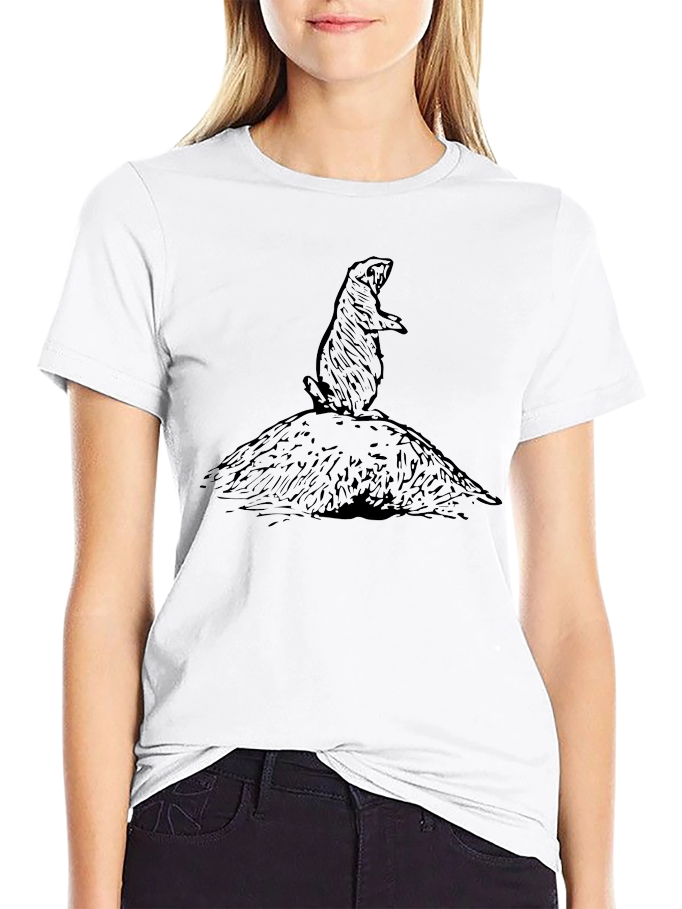 Groundhog Graphic Tee - Black Cotton T-Shirt