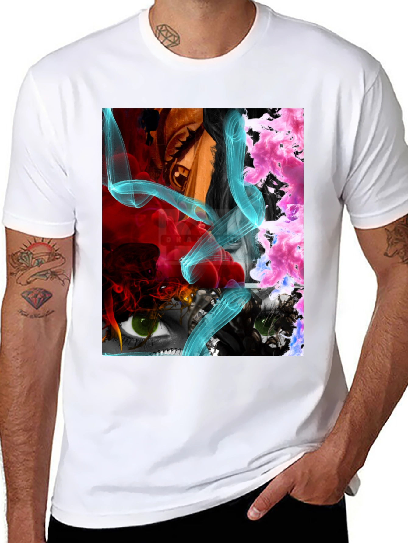 Eye-Catching Graphic Print Mens Black T-Shirt