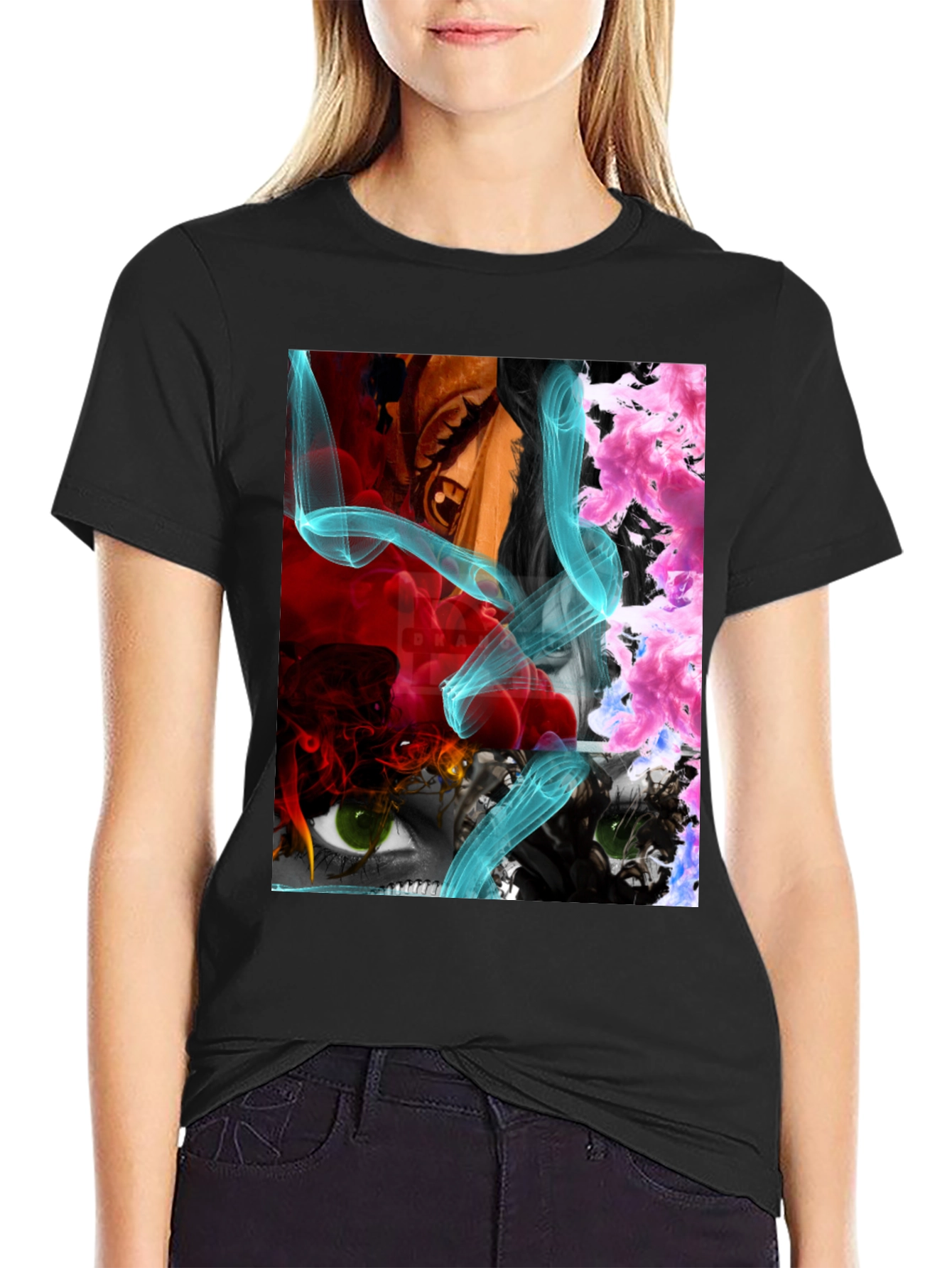 Eye-Catching Graphic Print Mens Black T-Shirt