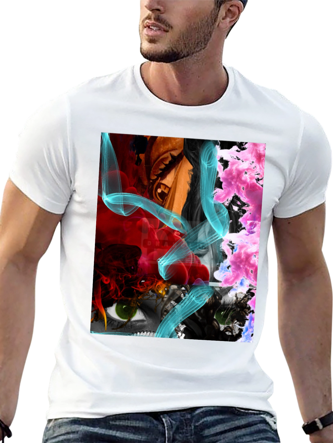 Eye-Catching Graphic Print Mens Black T-Shirt