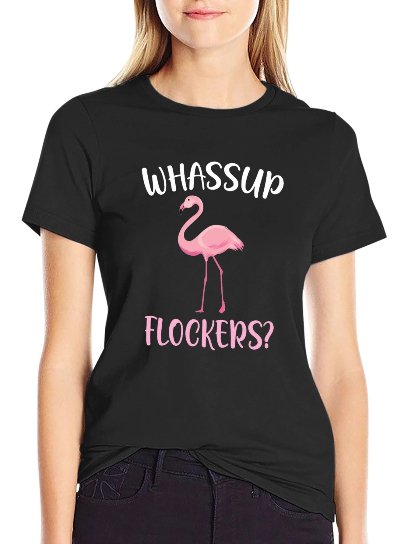Whassup Flockers? Flamingo Graphic T-Shirt