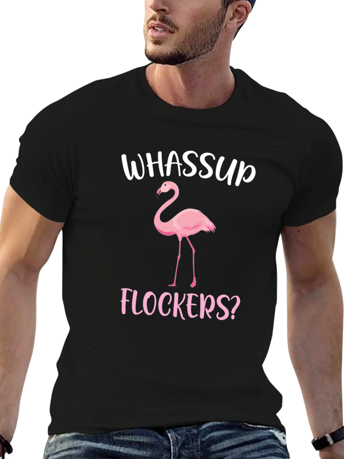 Whassup Flockers? Flamingo Graphic T-Shirt
