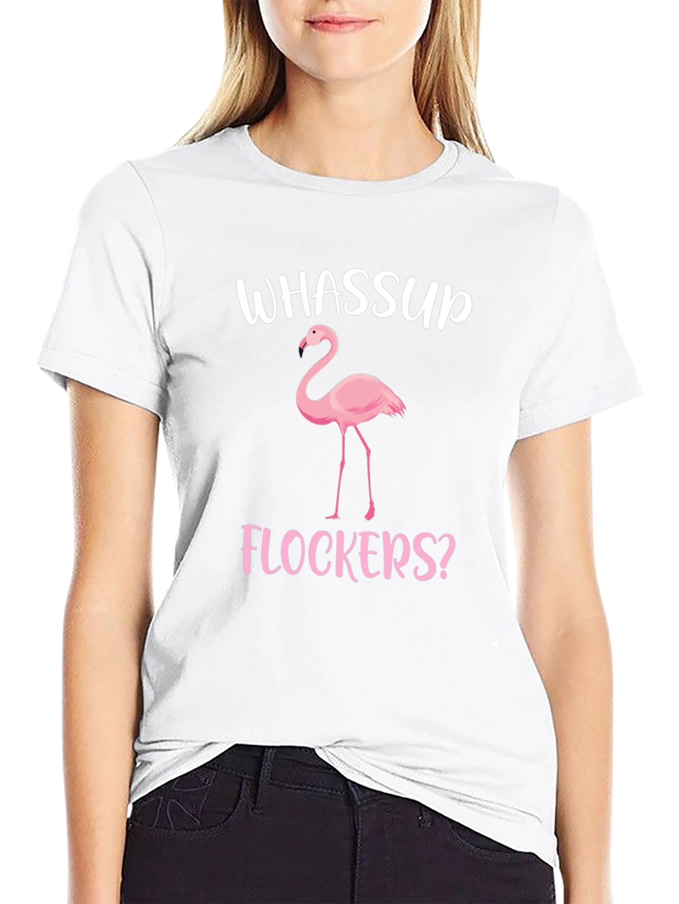 Whassup Flockers? Flamingo Graphic T-Shirt