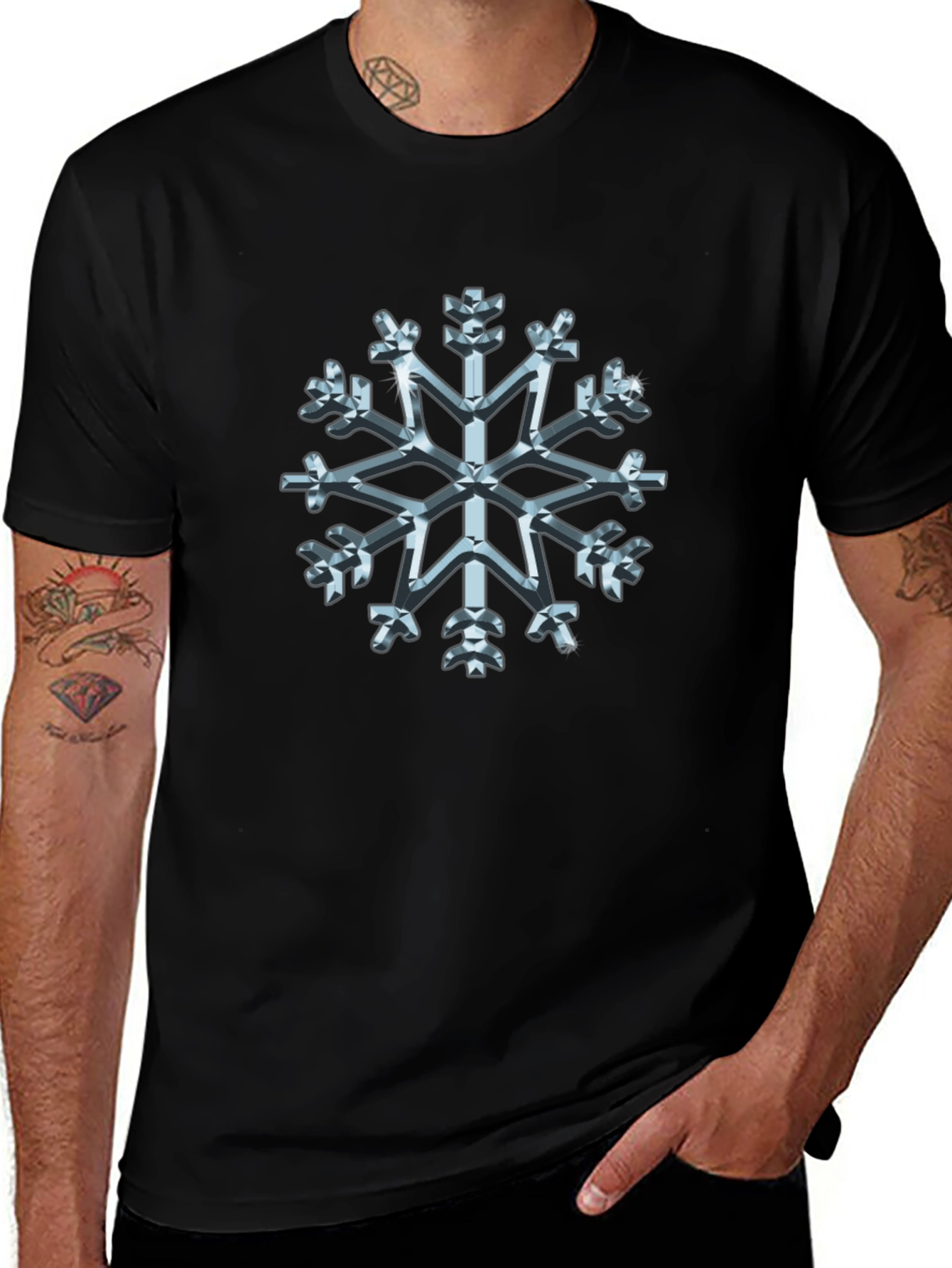 3D Snowflake Graphic Tee - Winter Holiday Style