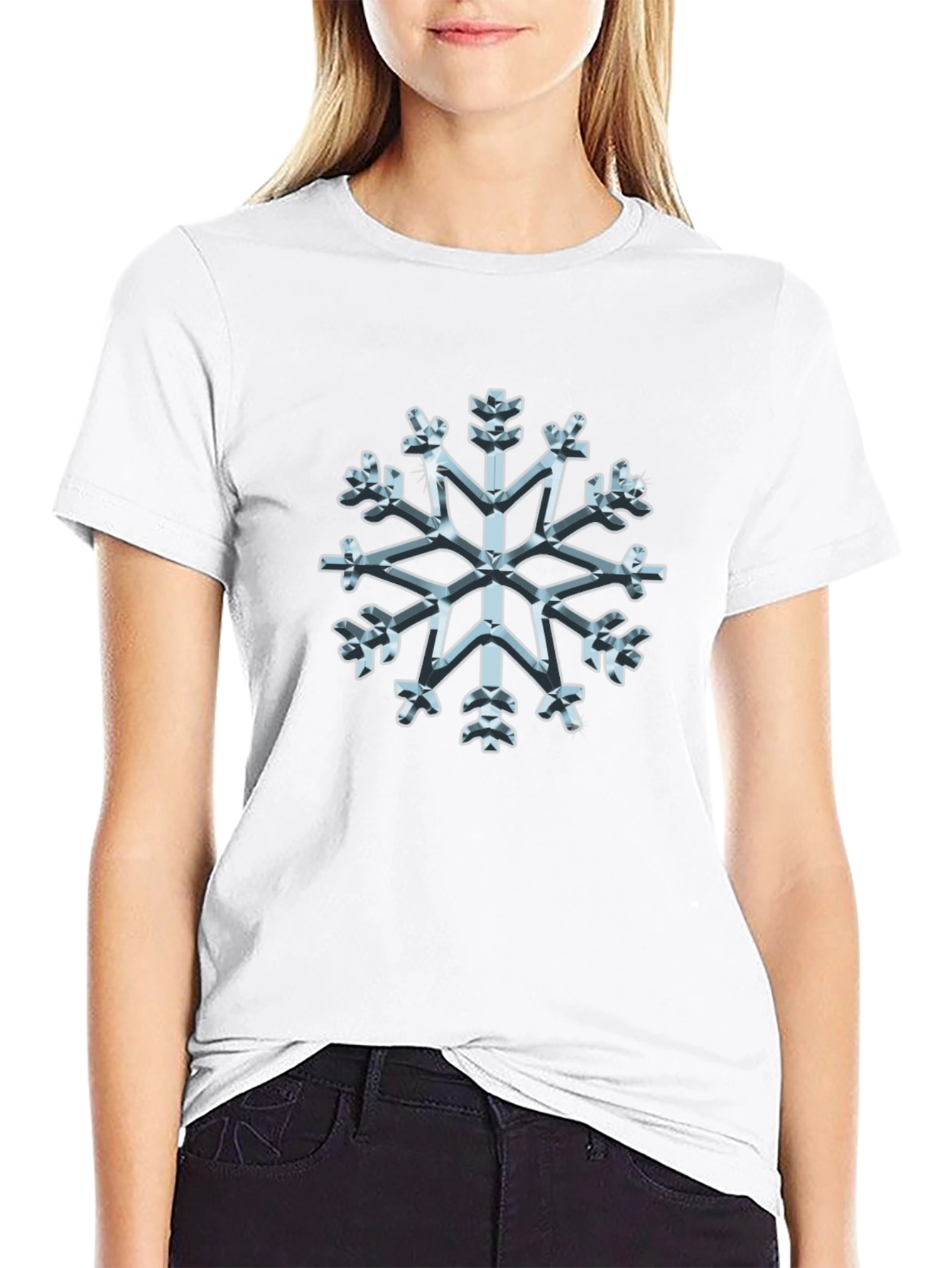 3D Snowflake Graphic Tee - Winter Holiday Style
