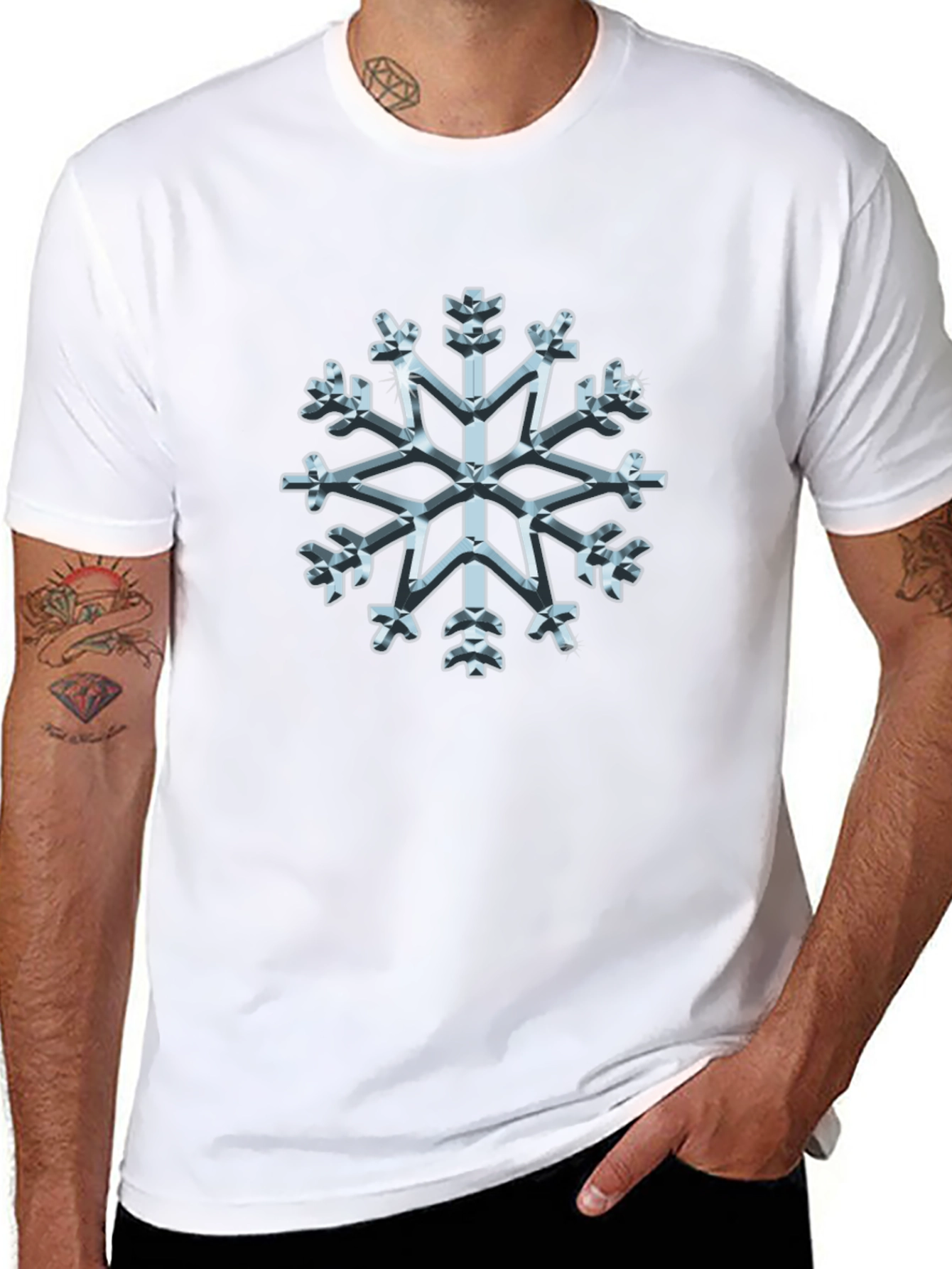 3D Snowflake Graphic Tee - Winter Holiday Style
