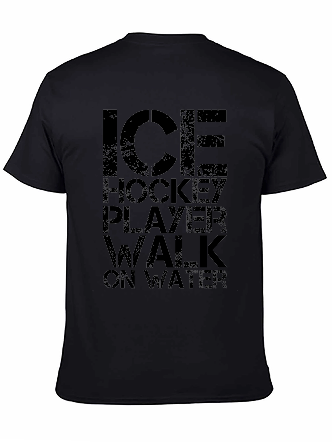Ice Hockey Player Walk on Water Black T-Shirt