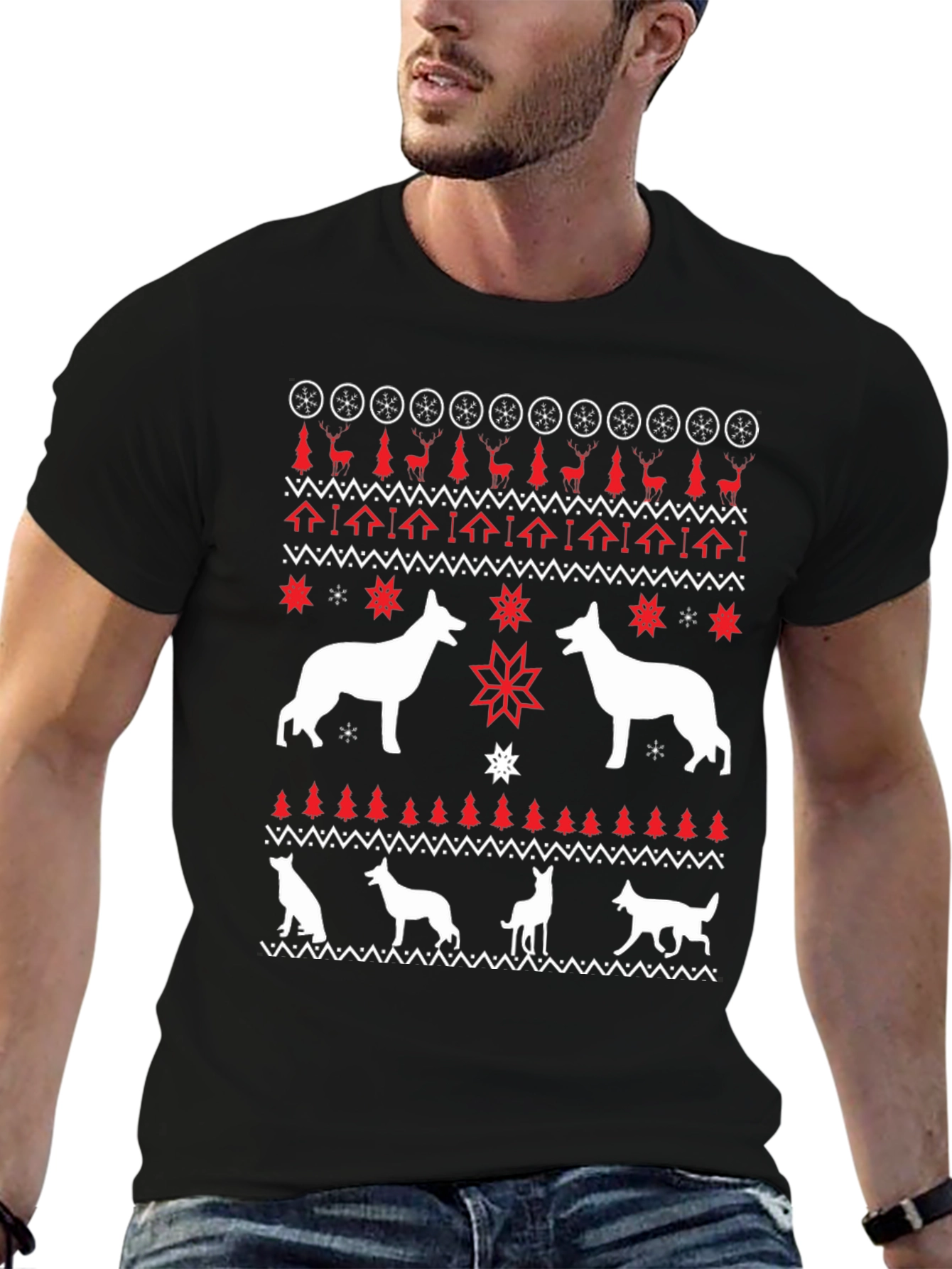 Dog Christmas Sweater T-Shirt Holiday Graphic Tee