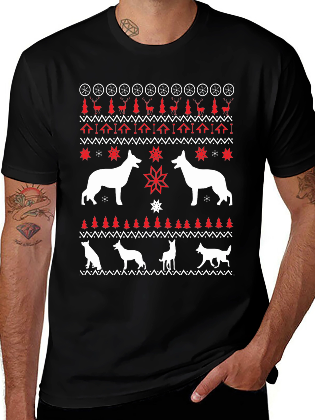 Dog Christmas Sweater T-Shirt Holiday Graphic Tee
