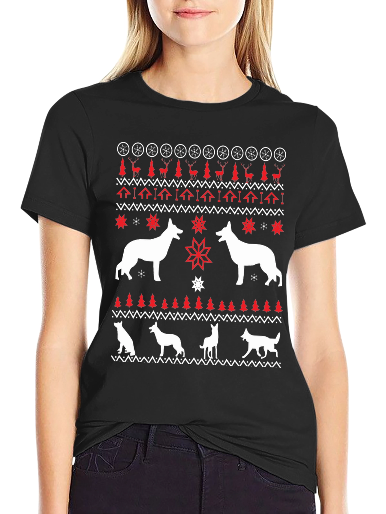 Dog Christmas Sweater T-Shirt Holiday Graphic Tee