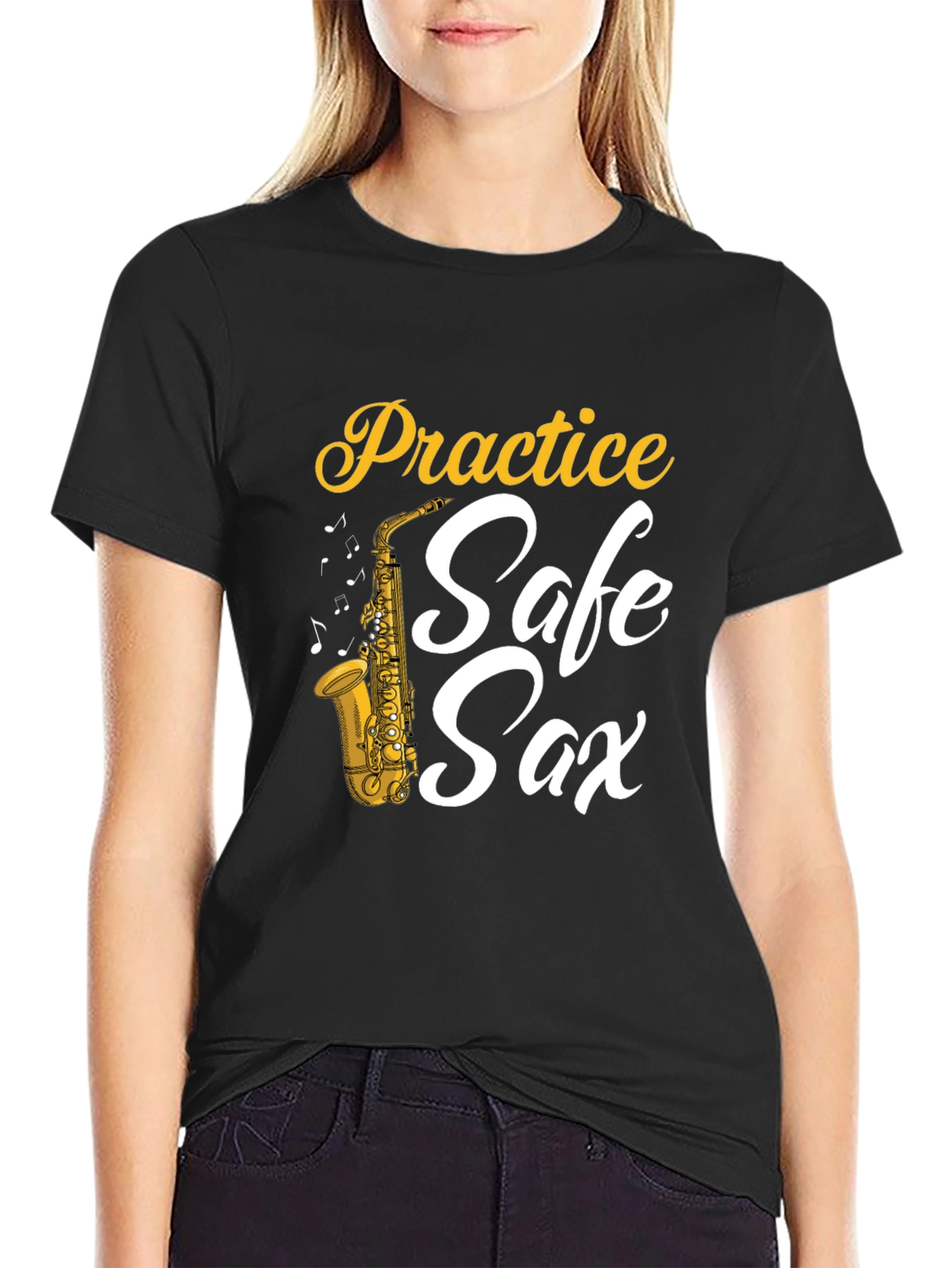 Practice Safe Sax T-Shirt - Funny Saxophone Musician Tee