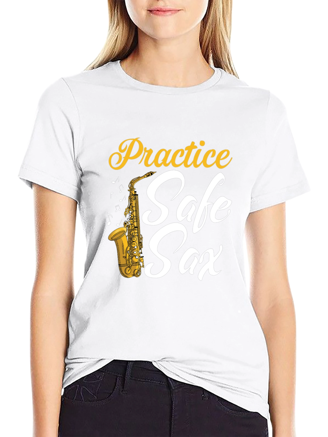 Practice Safe Sax T-Shirt - Funny Saxophone Musician Tee