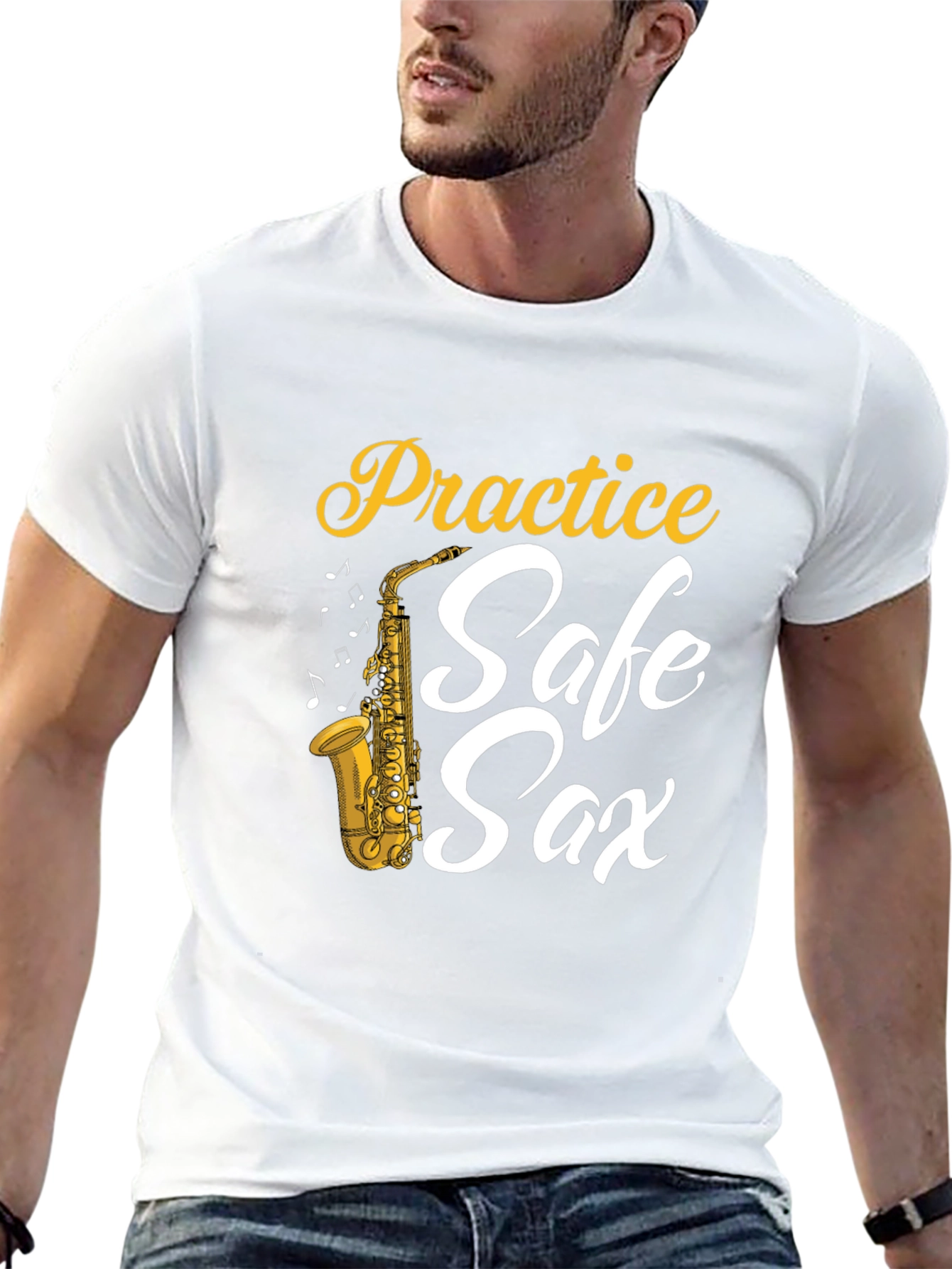 Practice Safe Sax T-Shirt - Funny Saxophone Musician Tee