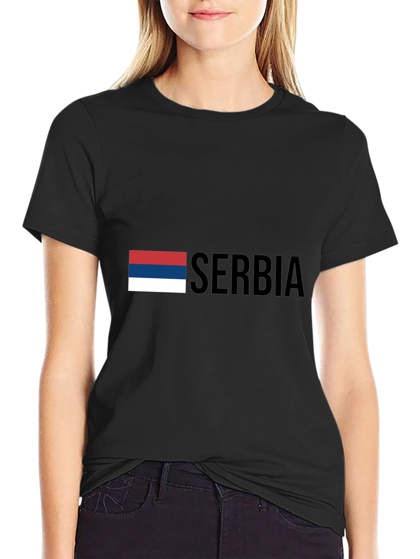 Serbia Flag T-Shirt - Black Graphic Tee