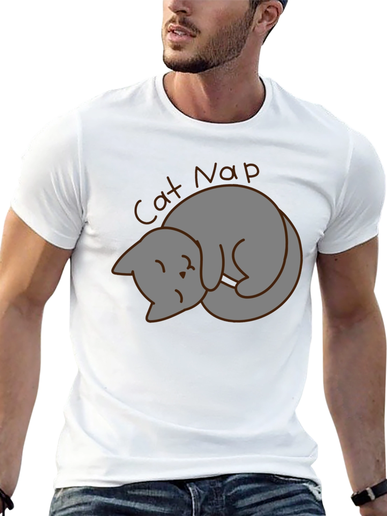 Cat Nap Graphic Tee - Unisex Black T-Shirt