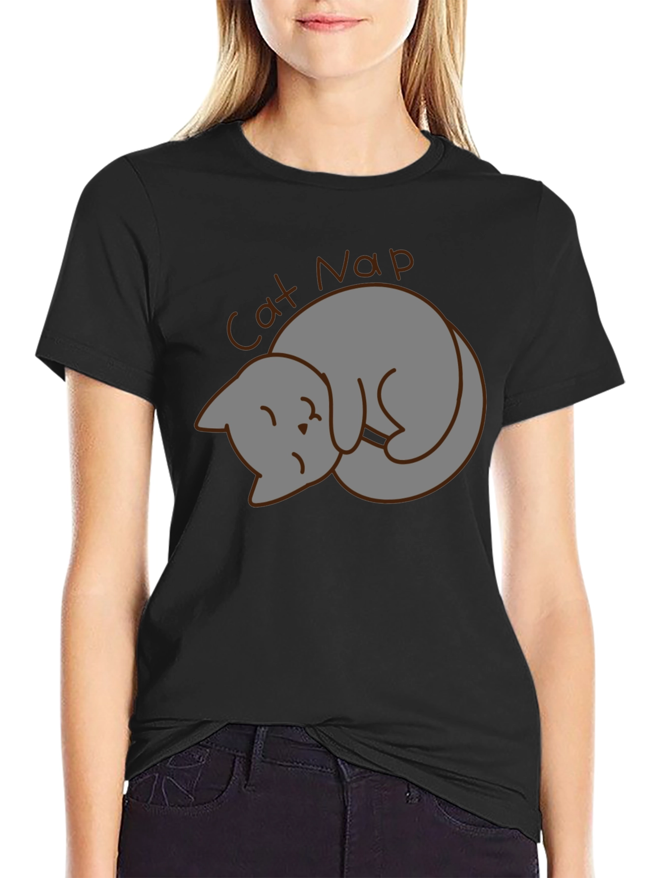 Cat Nap Graphic Tee - Unisex Black T-Shirt