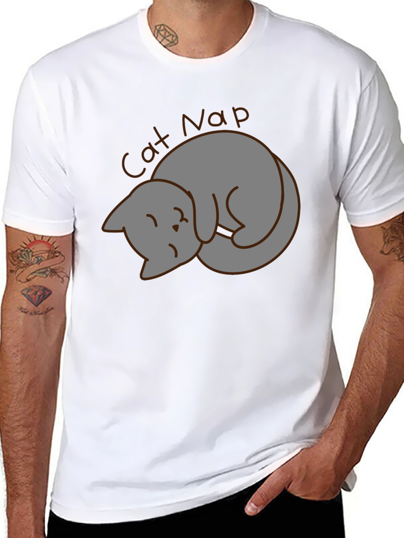 Cat Nap Graphic Tee - Unisex Black T-Shirt
