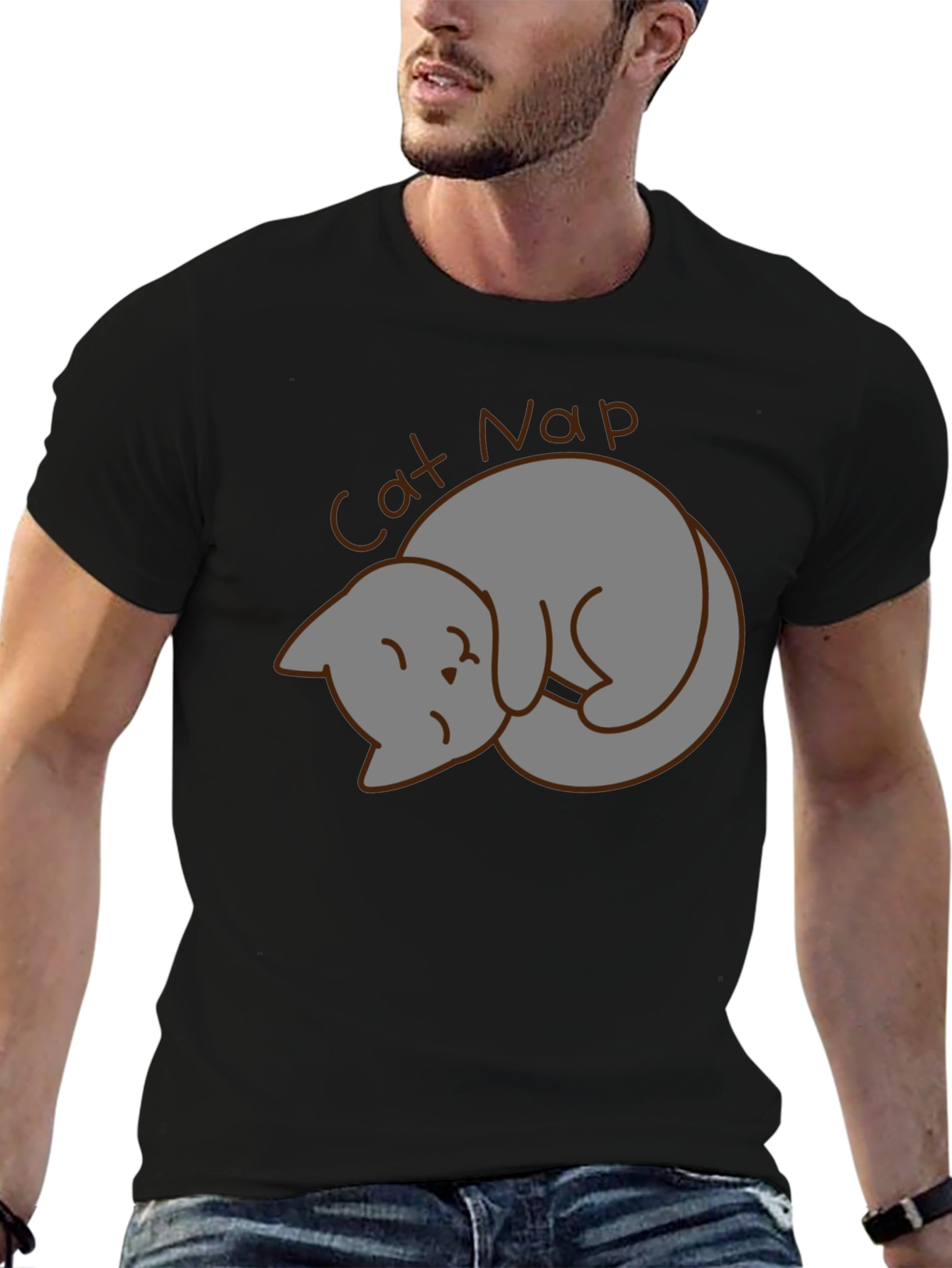 Cat Nap Graphic Tee - Unisex Black T-Shirt